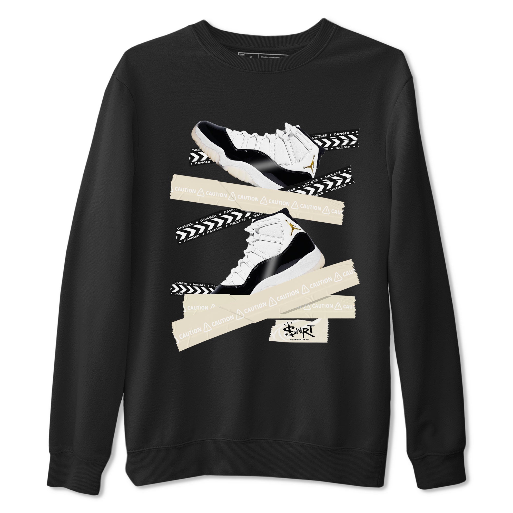 Air Jordan 11 Gratitude shirt to match jordans Caution Tape sneaker tees AJ11 Gratitude Drip Gear Zone Casual Crew Neck T-Shirt Unisex Black 2 T-Shirt