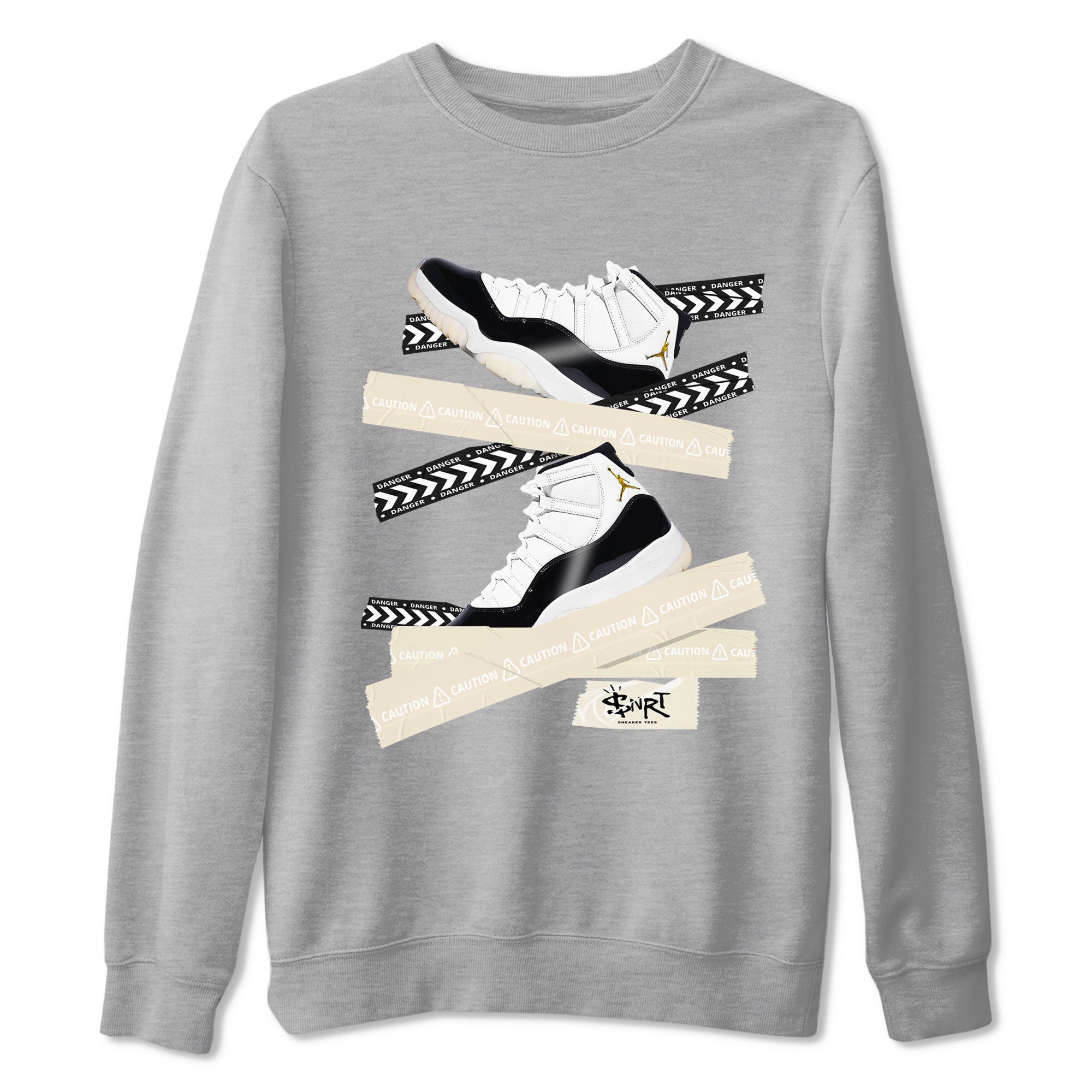 Air Jordan 11 Gratitude shirt to match jordans Caution Tape sneaker tees AJ11 Gratitude Drip Gear Zone Casual Crew Neck T-Shirt Unisex Heather Grey 2 T-Shirt