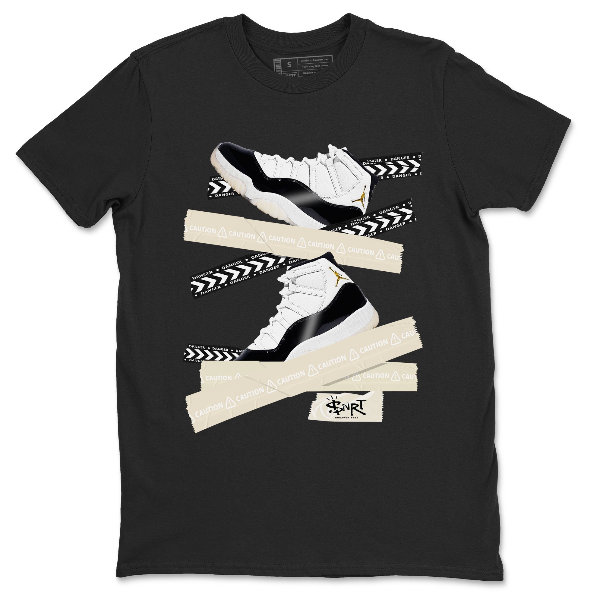 Air Jordan 11 Gratitude shirt to match jordans Caution Tape sneaker tees AJ11 Gratitude Drip Gear Zone Casual Crew Neck T-Shirt Unisex Black 2 T-Shirt