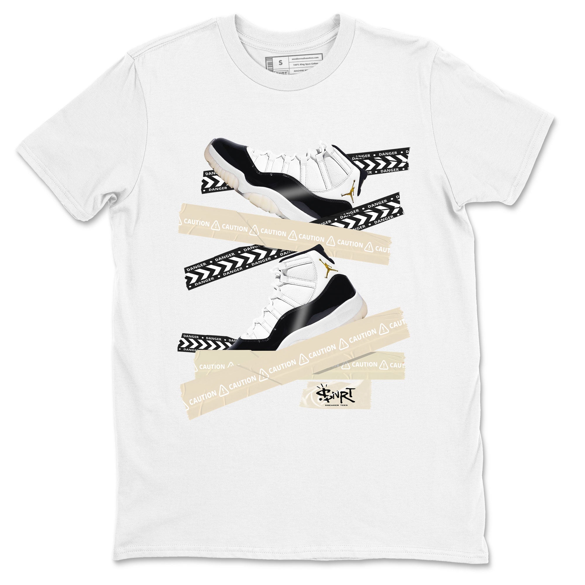 Air Jordan 11 Gratitude shirt to match jordans Caution Tape sneaker tees AJ11 Gratitude Drip Gear Zone Casual Crew Neck T-Shirt Unisex White 2 T-Shirt