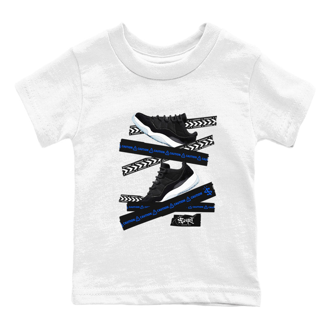 Air Jordan 11 Low Space shirt to match jordans Caution Tape sneaker tees 11s Space Drip Gear Zone Streetwear baby toddler White 2 cotton Shirt