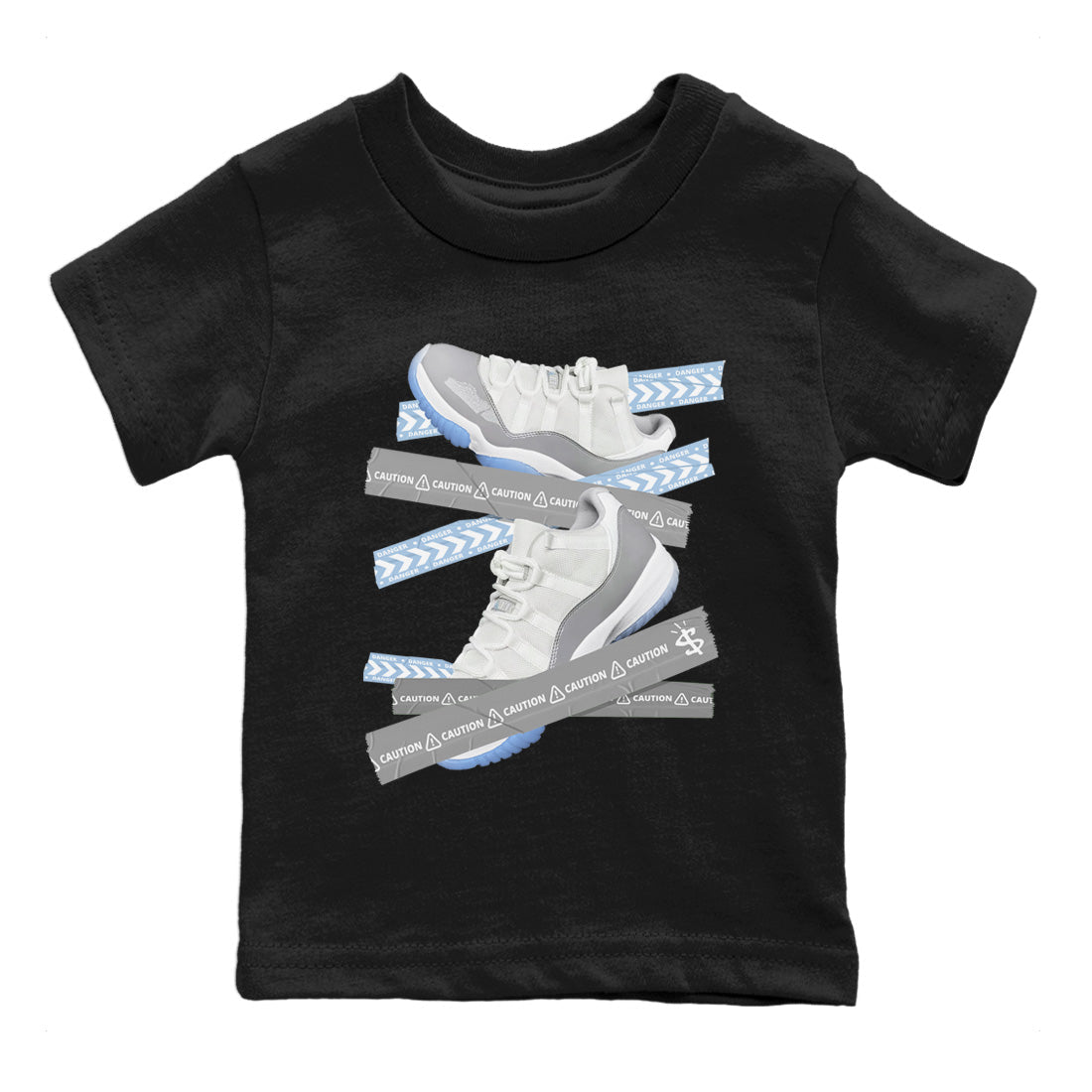 Air Jordan 11 White Cement Caution Tape Baby and Kids Streetwear Sneaker Shirt Air Jordan 11 Cement Grey Kids Streetwear Sneaker Shirt Washing and Care Tip