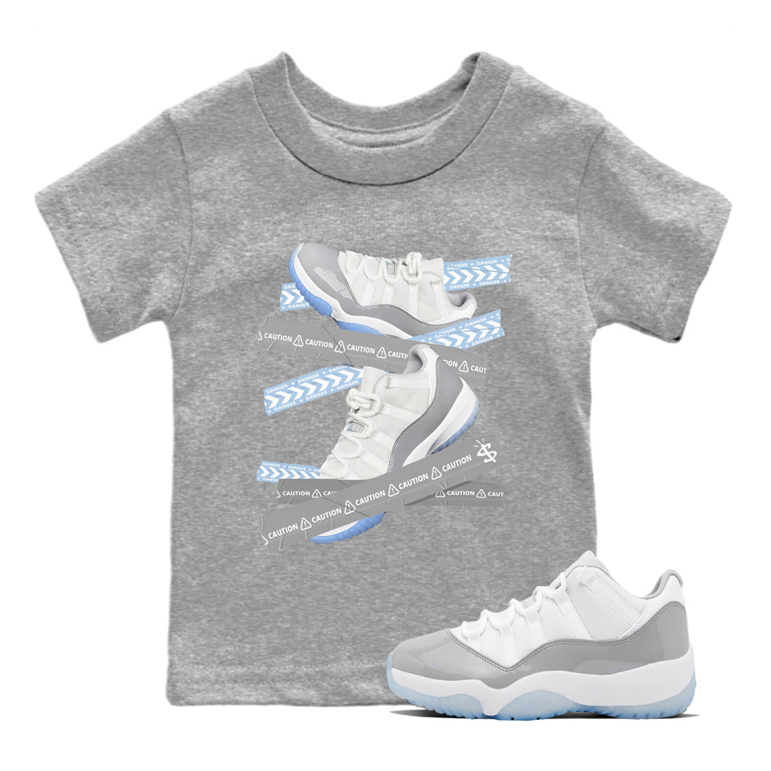 Air Jordan 11 White Cement Caution Tape Baby and Kids Streetwear Sneaker Shirt Air Jordan 11 Cement Grey Kids Streetwear Sneaker Shirt Size Chart