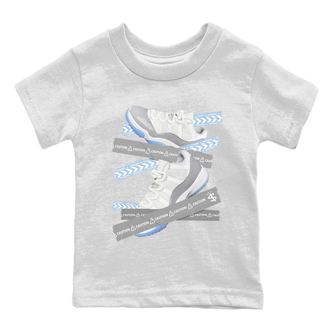 Air Jordan 11 White Cement Sneaker Match Tees Caution Tape Streetwear Sneaker Shirt Air Jordan 11 Cement Grey Sneaker Release Tees Kids Shirts White 2