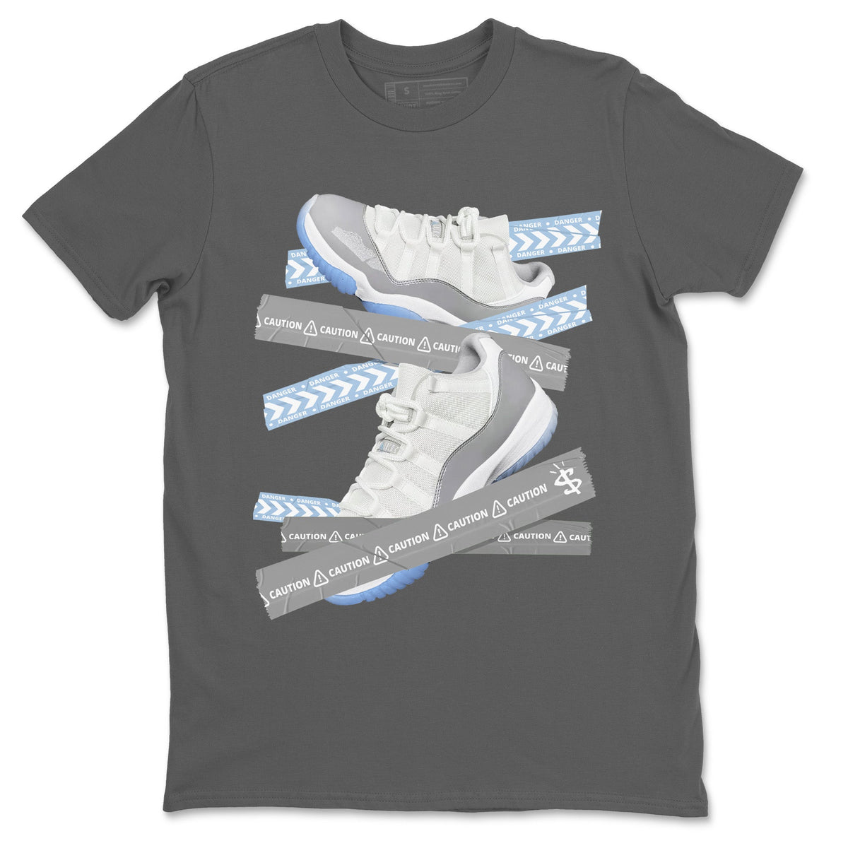 Air Jordan 11 White Cement Sneaker Match Tees Caution Tape Streetwear Sneaker Shirt Air Jordan 11 Cement Grey Sneaker Release Tees Unisex Shirts Cool Grey 2
