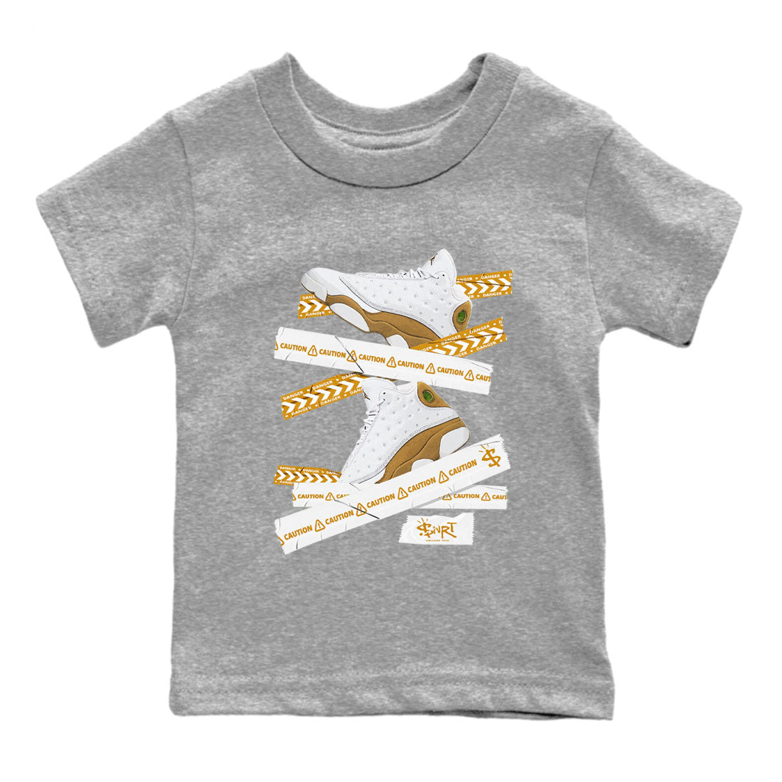 Air Jordan 13 Wheat shirt to match jordans Caution Tape Streetwear Sneaker Shirt 13 Wheat Drip Gear Zone Sneaker Matching Clothing Baby Toddler Heather Grey 2 T-Shirt