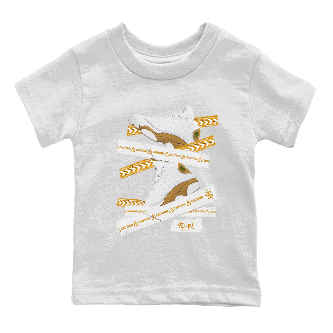 Air Jordan 13 Wheat shirt to match jordans Caution Tape Streetwear Sneaker Shirt 13 Wheat Drip Gear Zone Sneaker Matching Clothing Baby Toddler White 2 T-Shirt
