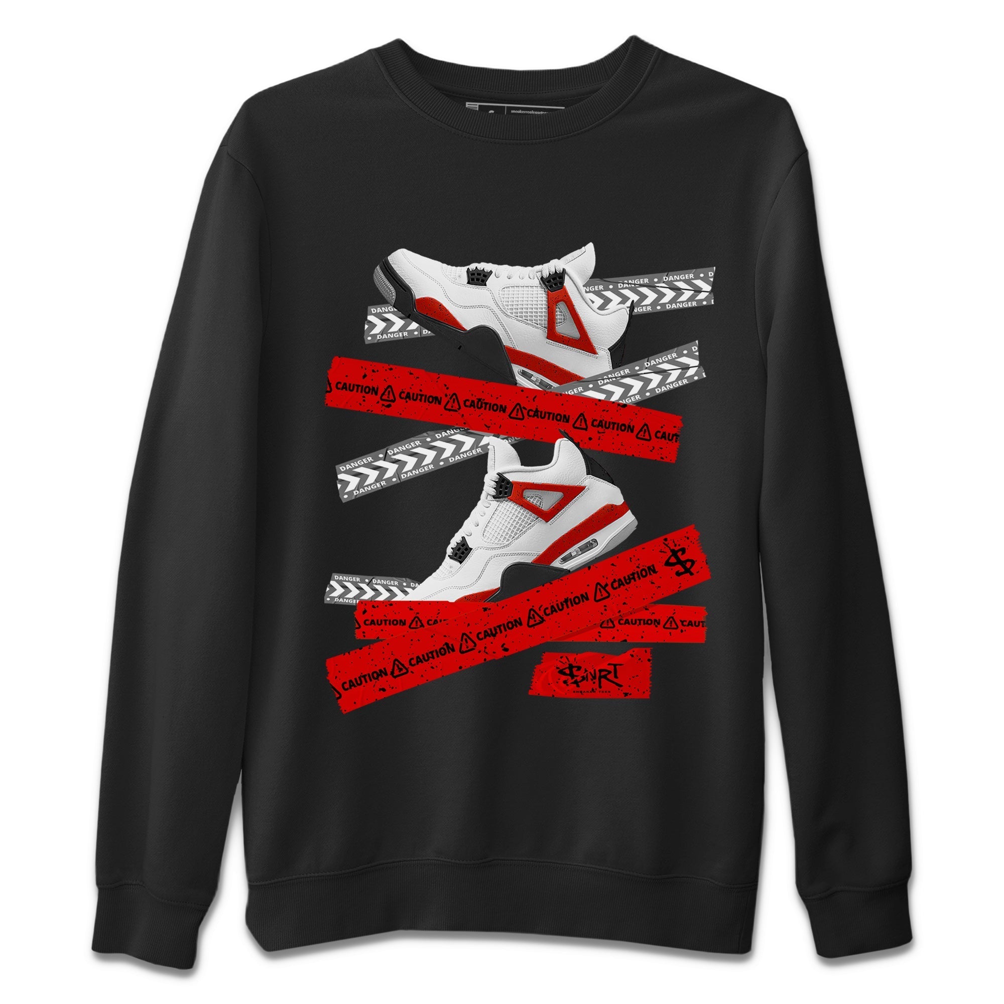 Jordan 4 Red Cement Tees Outfits Caution Tape Streetwear Sneaker Shirt Air Jordan 4 Red Cement Sneaker Release Tees Unisex Shirts Black 2