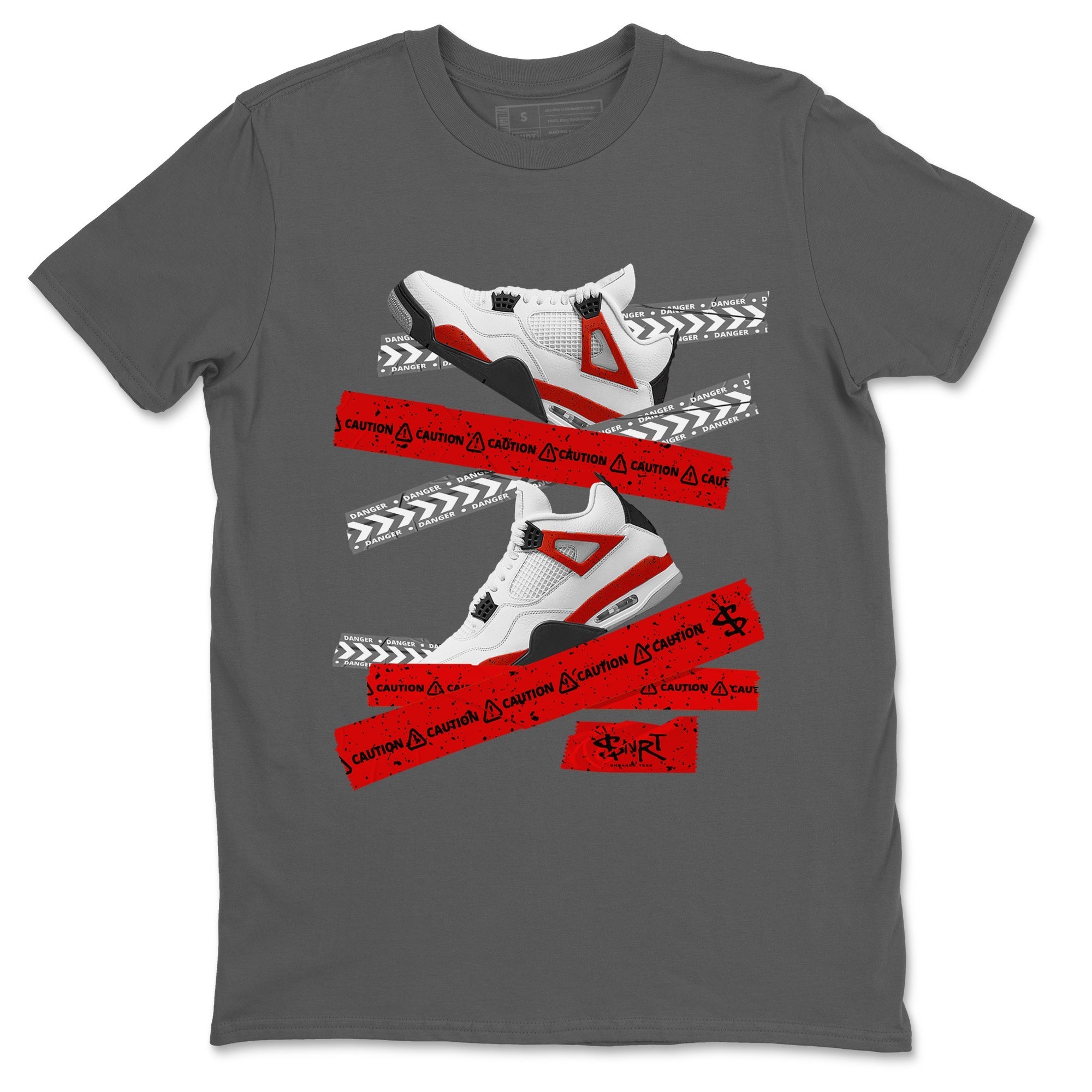 Jordan 4 Red Cement Tees Outfits Caution Tape Streetwear Sneaker Shirt Air Jordan 4 Red Cement Sneaker Release Tees Unisex Shirts Cool Grey 2