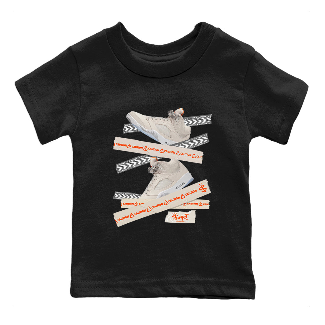 Air Jordan 5 Craft Sneaker Match Tees Caution Tape Streetwear Sneaker Shirt Air Jordan 5 Craft Shirt Kids Shirts Black 2