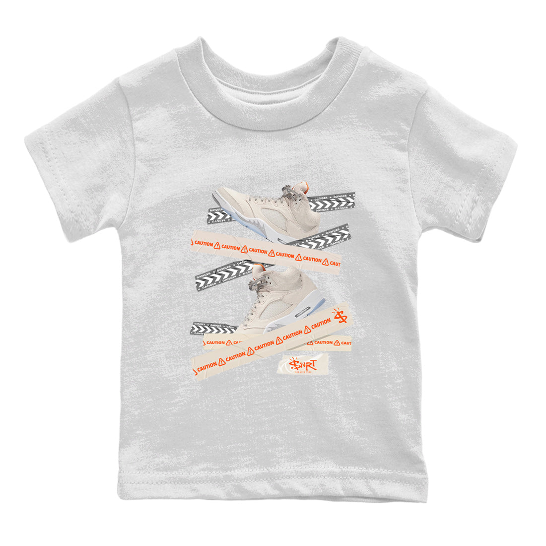 Air Jordan 5 Craft Sneaker Match Tees Caution Tape Streetwear Sneaker Shirt Air Jordan 5 Craft Shirt Kids Shirts White 2
