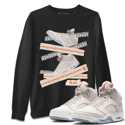 Air Jordan 5 Craft Sneaker Match Tees Caution Tape Streetwear Sneaker Shirt Air Jordan 5 Craft Shirt Unisex Shirts Black 1