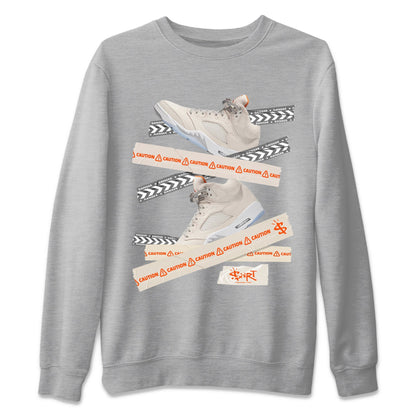 Air Jordan 5 Craft Sneaker Match Tees Caution Tape Streetwear Sneaker Shirt Air Jordan 5 Craft Shirt Unisex Shirts Heather Grey 2