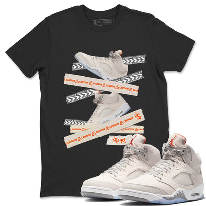 Air Jordan 5 Craft Sneaker Match Tees Caution Tape Streetwear Sneaker Shirt Air Jordan 5 Craft Shirt Unisex Shirts Black 1