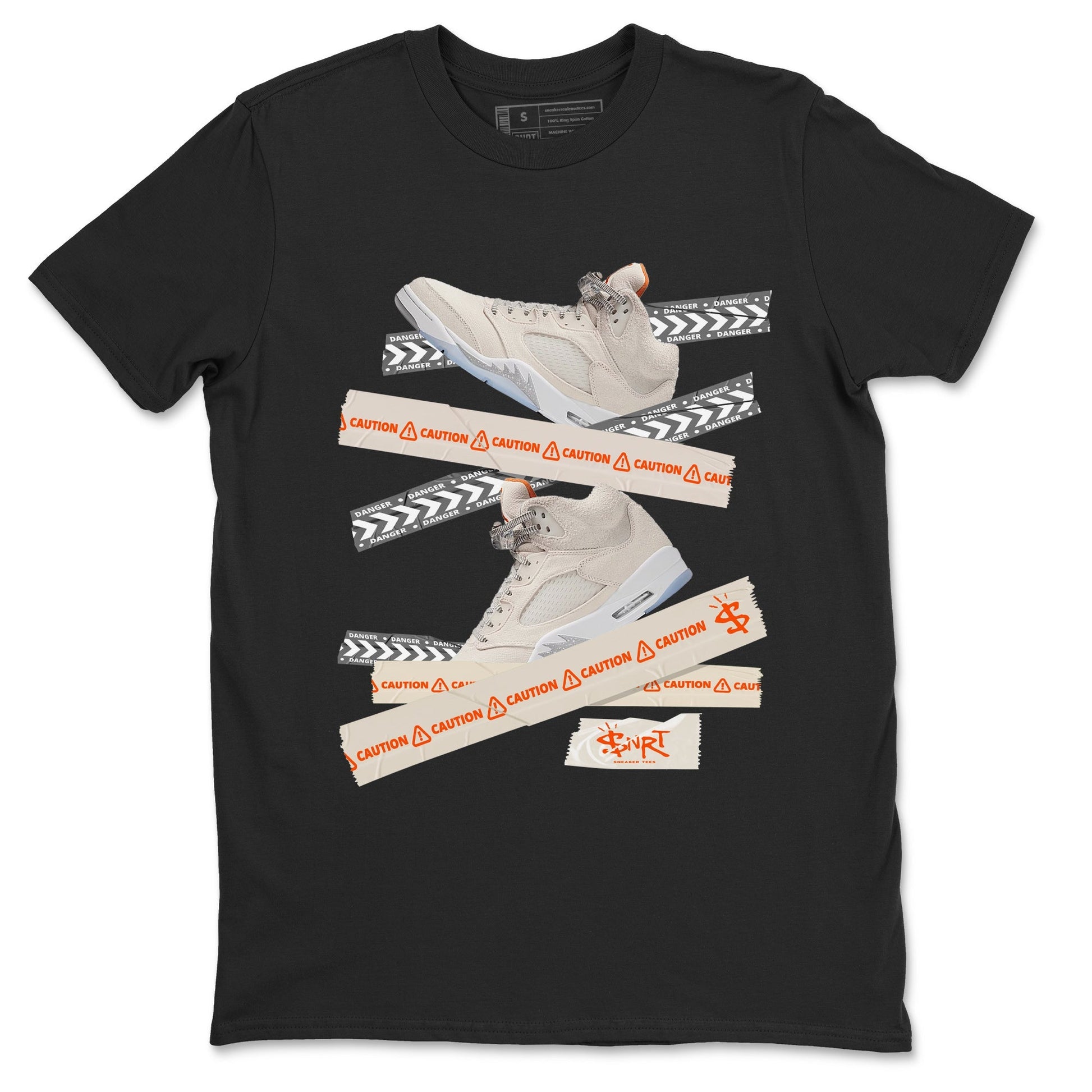 Air Jordan 5 Craft Sneaker Match Tees Caution Tape Streetwear Sneaker Shirt Air Jordan 5 Craft Shirt Unisex Shirts Black 2