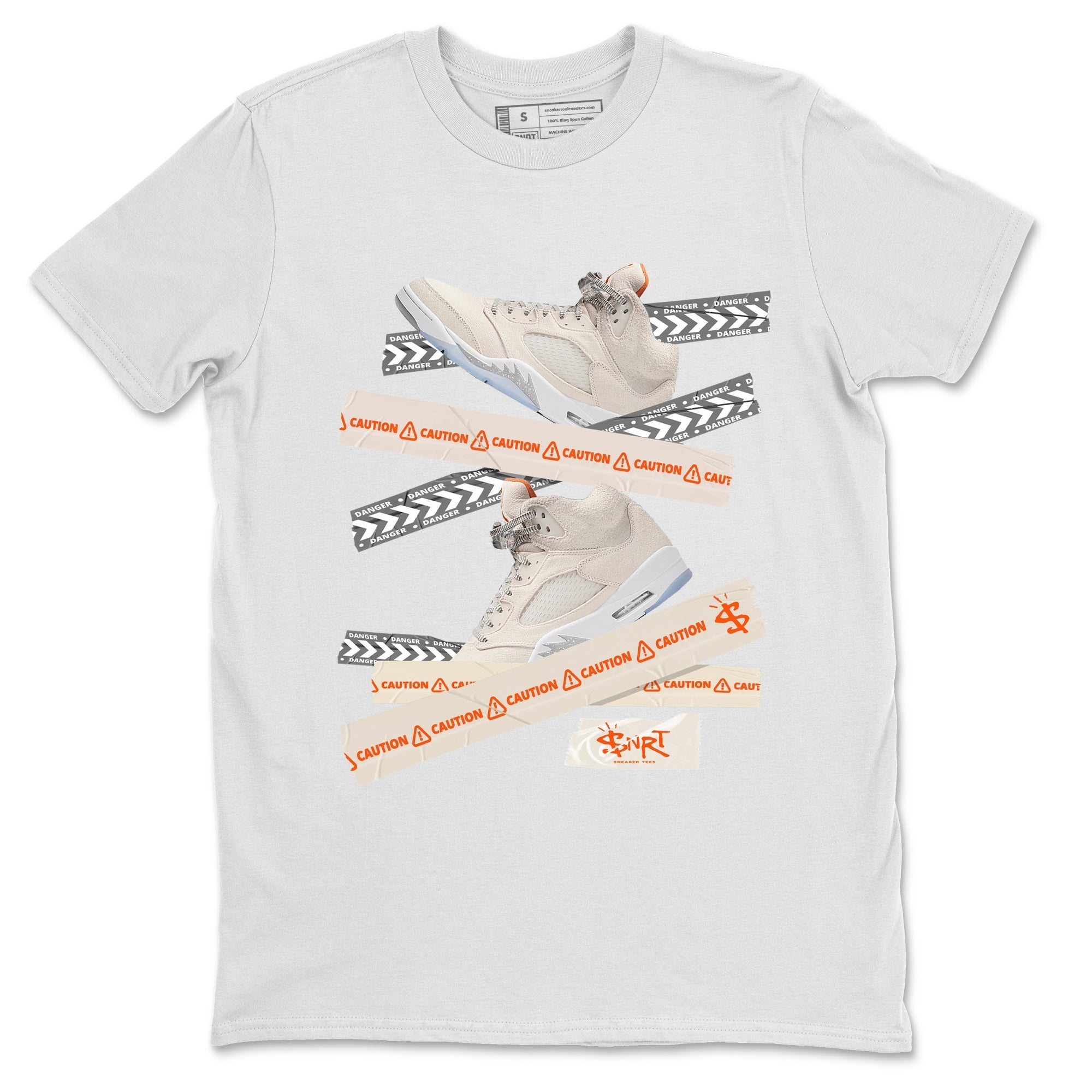 Air Jordan 5 Craft Sneaker Match Tees Caution Tape Streetwear Sneaker Shirt Air Jordan 5 Craft Shirt Unisex Shirts White 2