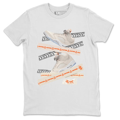 Air Jordan 5 Craft Sneaker Match Tees Caution Tape Streetwear Sneaker Shirt Air Jordan 5 Craft Shirt Unisex Shirts White 2
