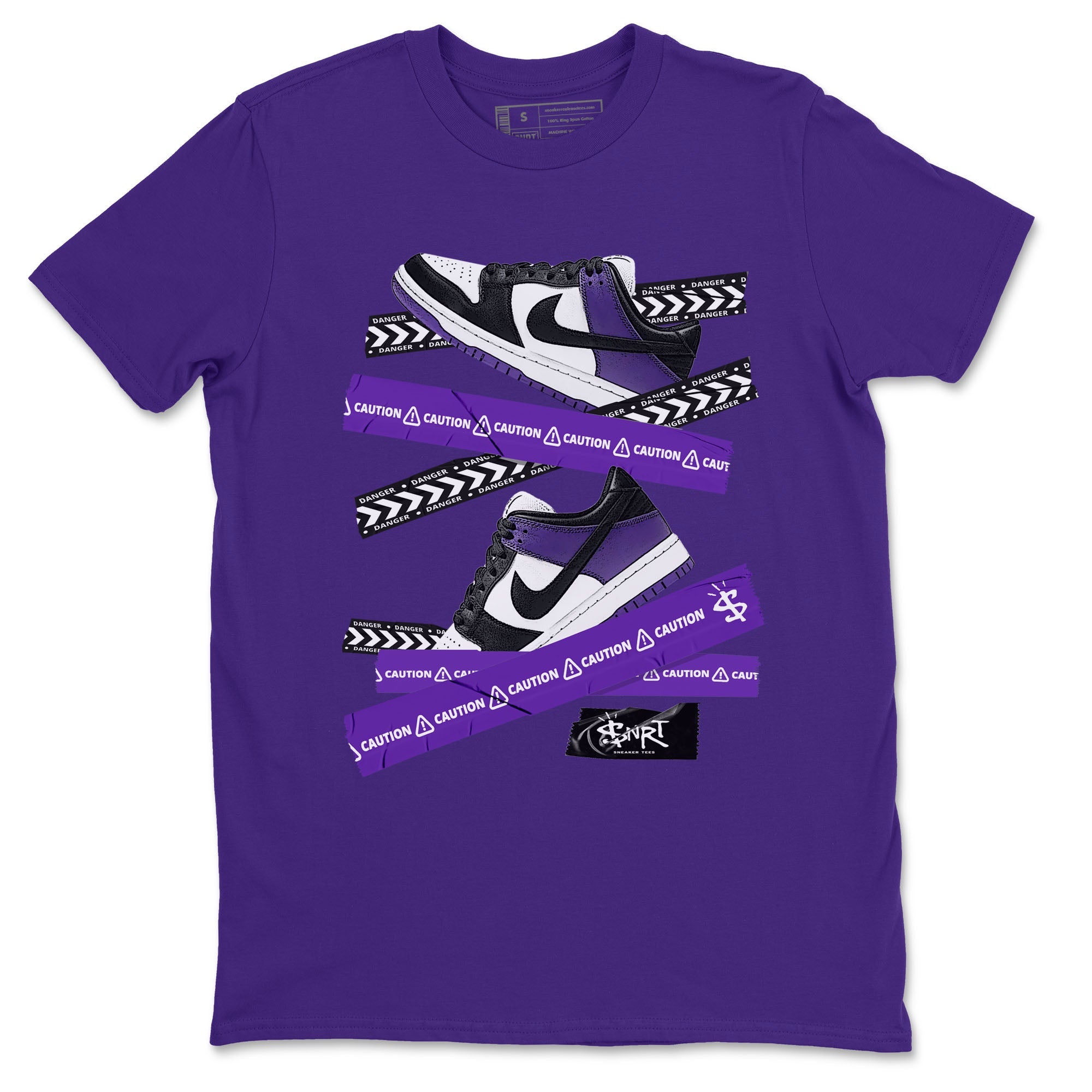 Caution Tape sneaker match tees to Court Purple Dunks street fashion brand for shirts to match Jordans Drip Gear Zone Dunk Low Court Purple unisex t-shirt Purple 2 unisex shirt