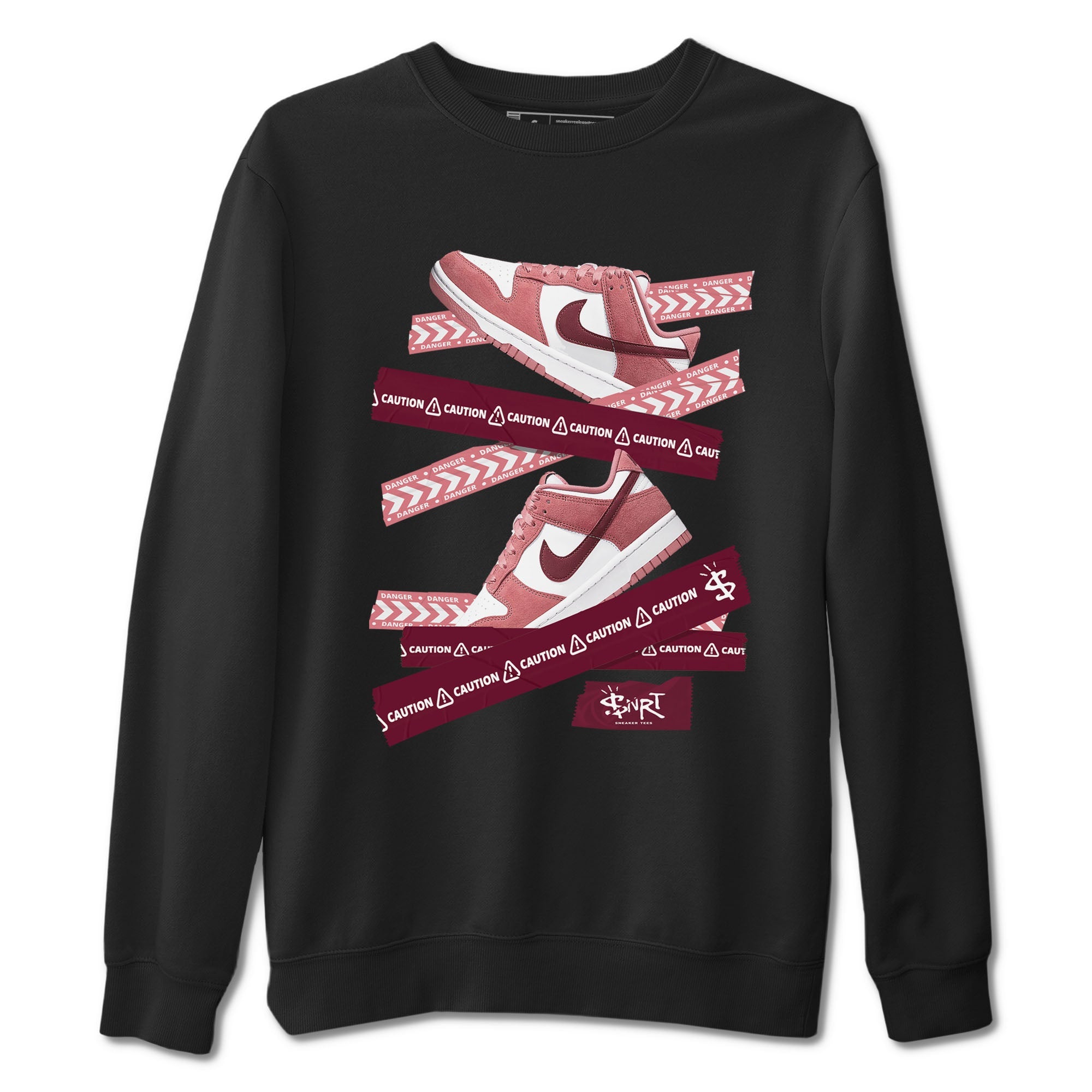 Dunk Valentine's Day shirt to match jordans Caution Tape sneaker tees Dunks Valentine's Day Drip Gear Zone unisex cotton Black 2 crew neck shirt