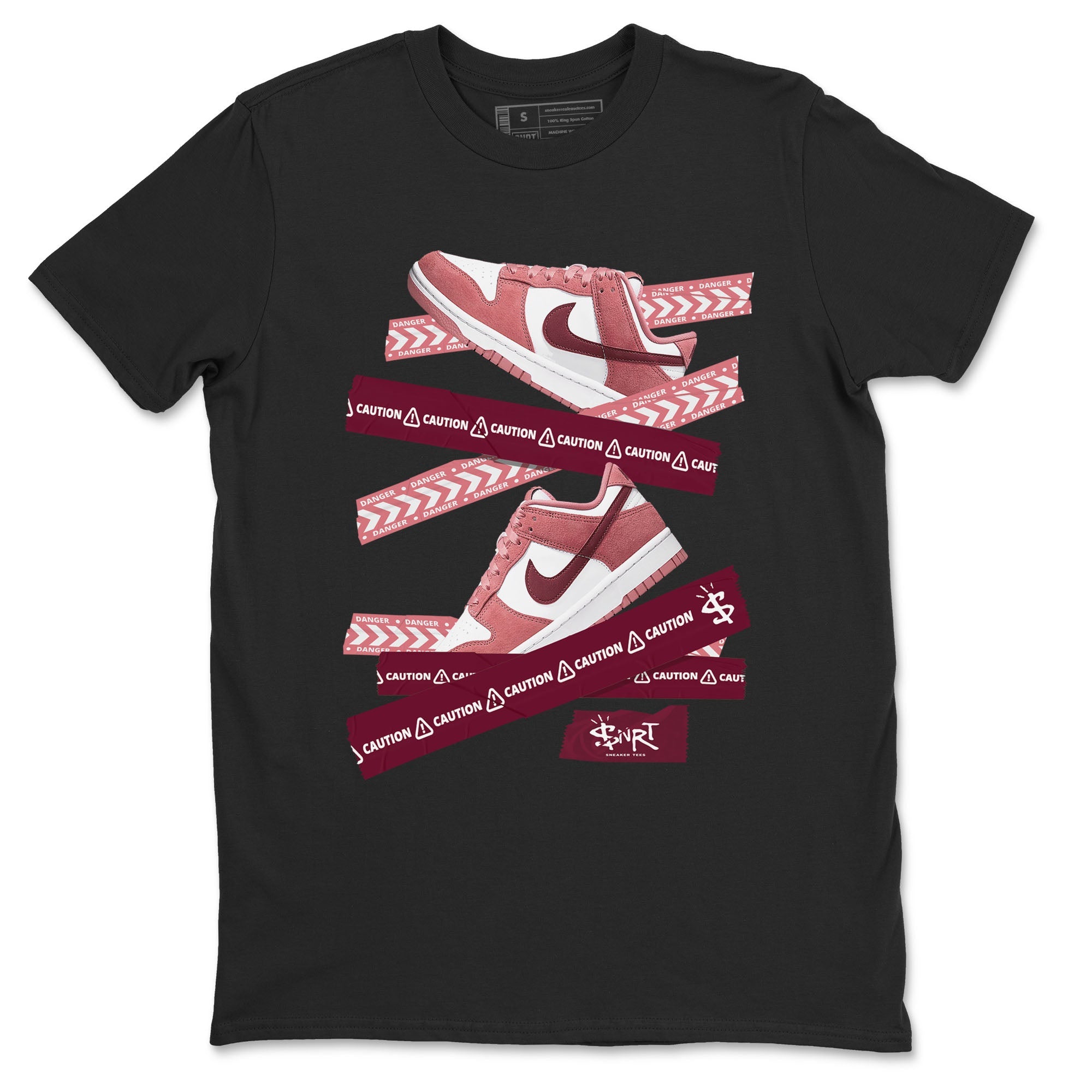 Dunk Valentine's Day shirt to match jordans Caution Tape sneaker tees Dunks Valentine's Day Drip Gear Zone unisex cotton Black 2 crew neck shirt
