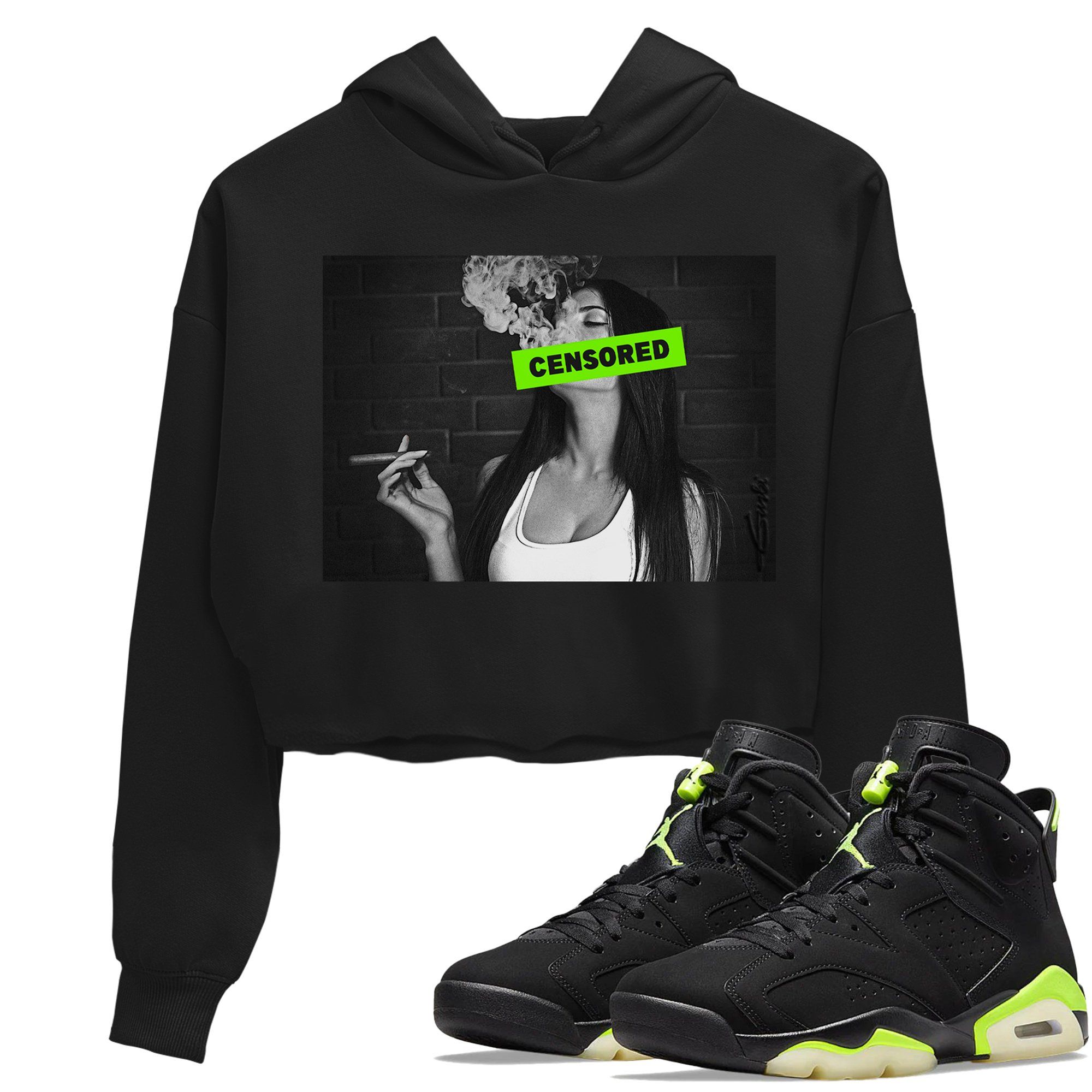 Jordan 6 Electric Green Sneaker Tees Drip Gear Zone Censored Sneaker Tees Jordan 6 Electric Green Shirt Women's Shirts