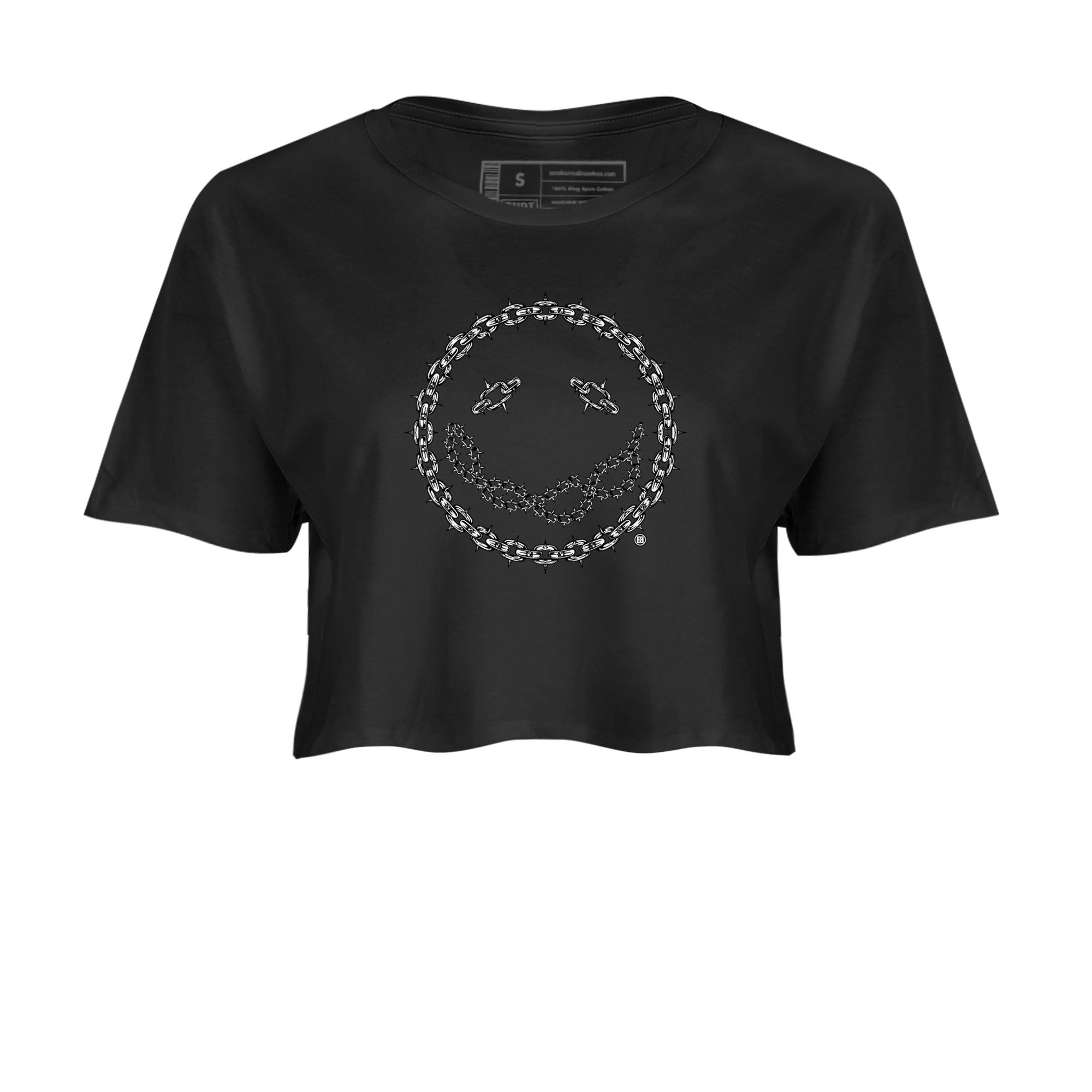 Air Jordan 1 panda shirt to match jordans Chain Smile sneaker tees 1s Black White Drip Gear Zone Streetwear Black 2 crop length shirt