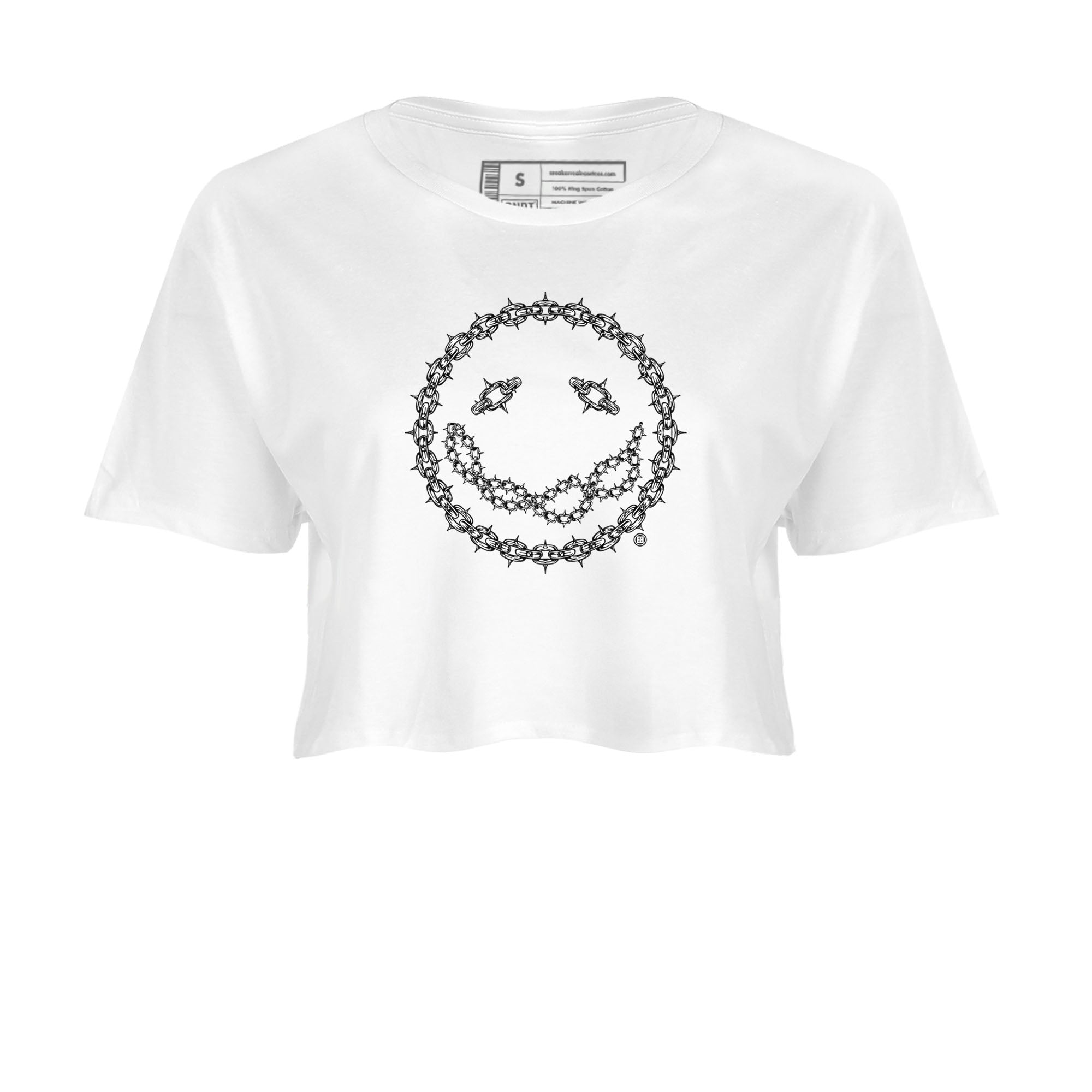 Air Jordan 1 panda shirt to match jordans Chain Smile sneaker tees 1s Black White Drip Gear Zone Streetwear White 2 crop length shirt