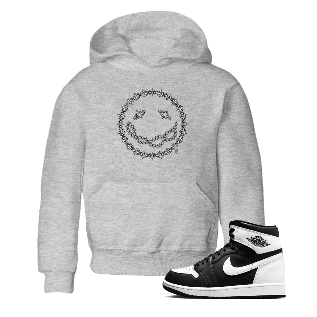 Air Jordan 1 panda shirt to match jordans Chain Smile sneaker tees 1s Black White Drip Gear Zone Streetwear baby toddler Heather Grey 1 cotton Shirt