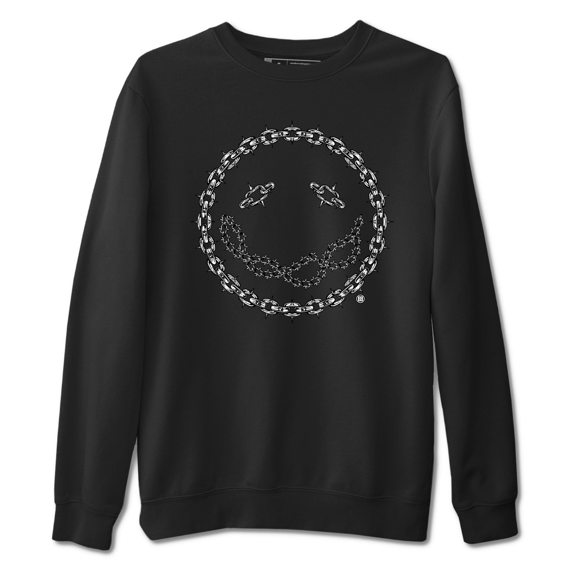Air Jordan 1 panda shirt to match jordans Chain Smile sneaker tees 1s Black White Drip Gear Zone Streetwear unisex cotton Black 2 crew neck shirt