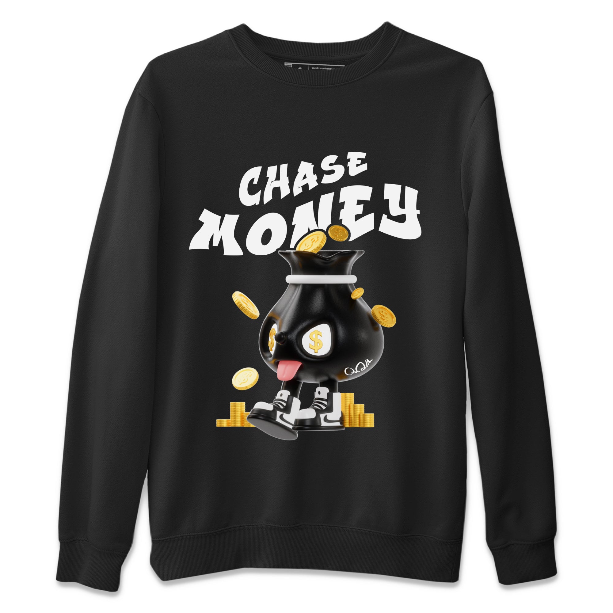 Air Jordan 1 Black White shirt to match jordans Chase Money Streetwear Sneaker Shirt AJ1 Panda Drip Gear Zone Sneaker Matching Clothing Unisex Black 2 T-Shirt
