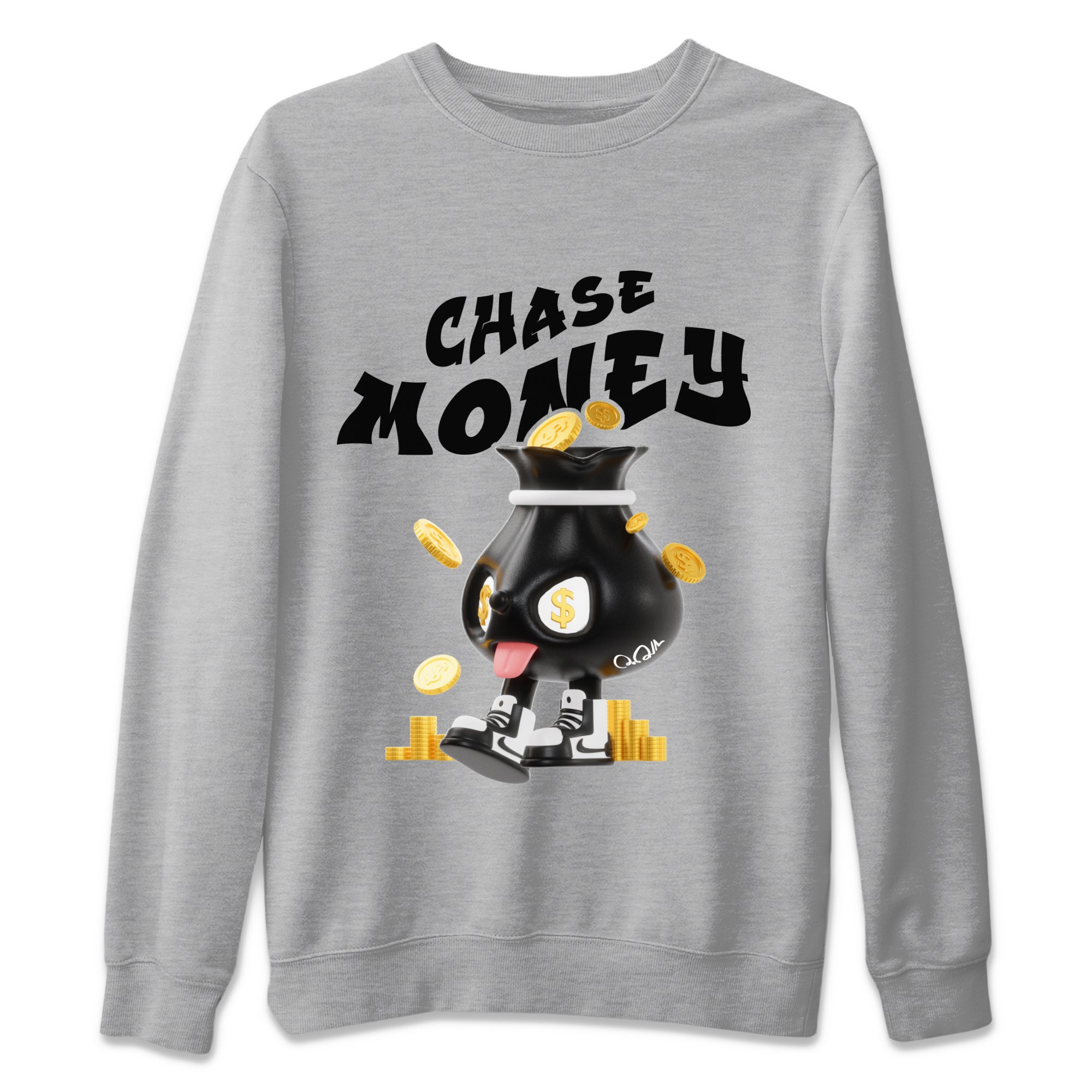 Air Jordan 1 Black White shirt to match jordans Chase Money Streetwear Sneaker Shirt AJ1 Panda Drip Gear Zone Sneaker Matching Clothing Unisex Heather Grey 2 T-Shirt