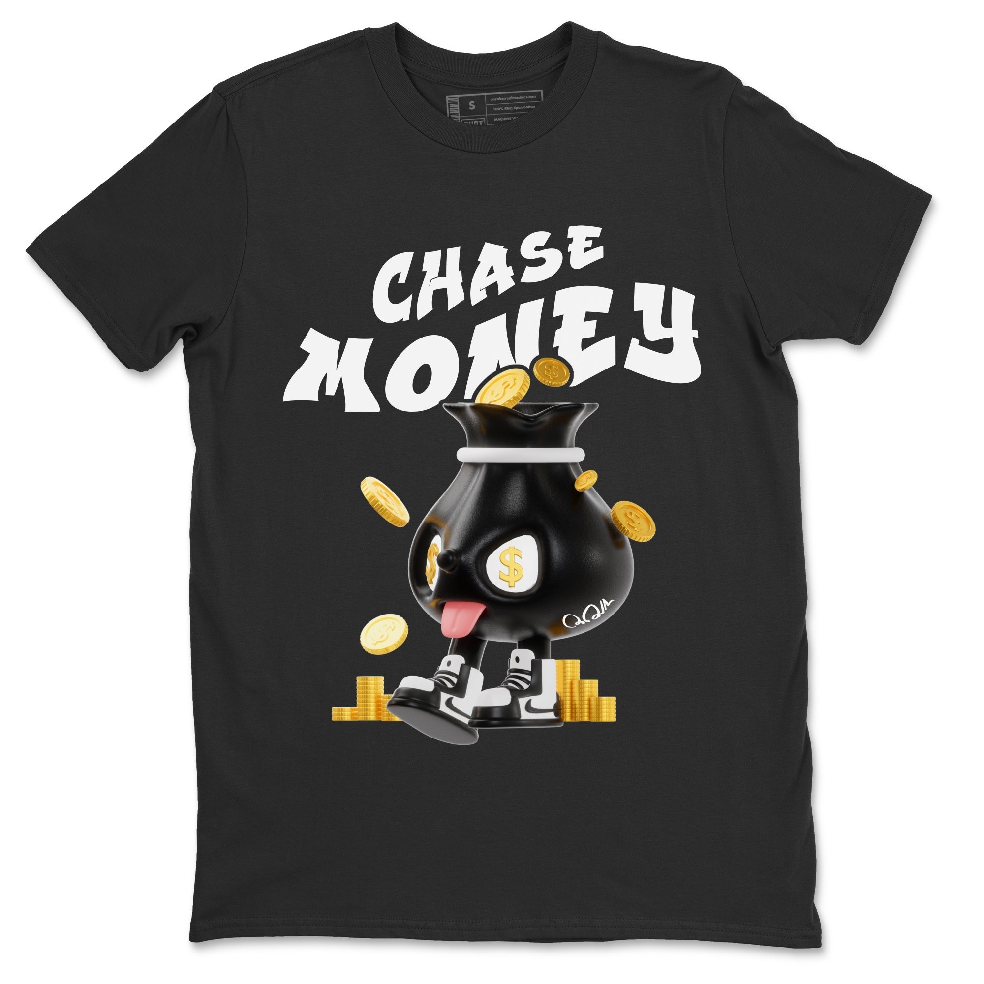 Air Jordan 1 Black White shirt to match jordans Chase Money Streetwear Sneaker Shirt AJ1 Panda Drip Gear Zone Sneaker Matching Clothing Unisex Black 2 T-Shirt