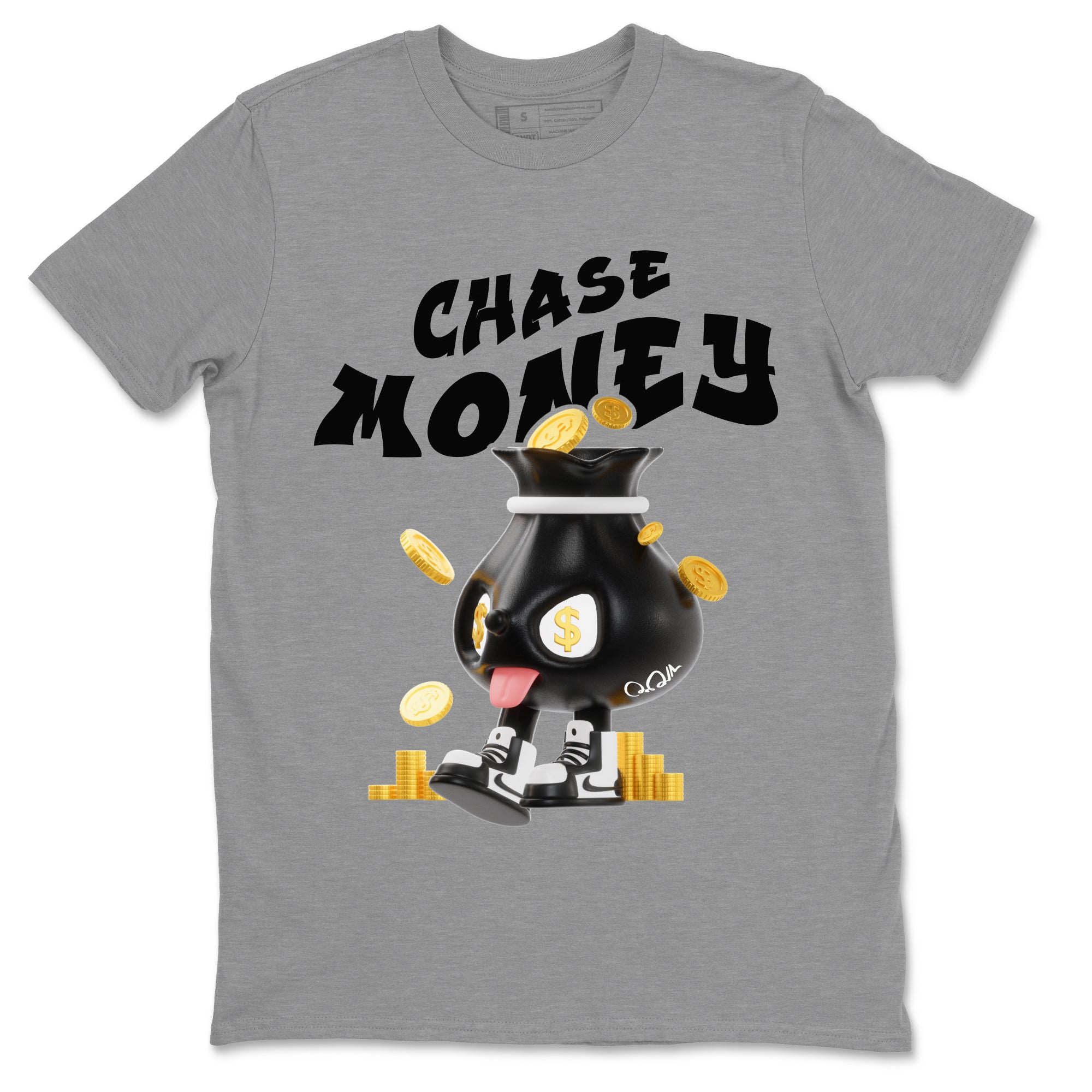 Air Jordan 1 Black White shirt to match jordans Chase Money Streetwear Sneaker Shirt AJ1 Panda Drip Gear Zone Sneaker Matching Clothing Unisex Heather Grey 2 T-Shirt