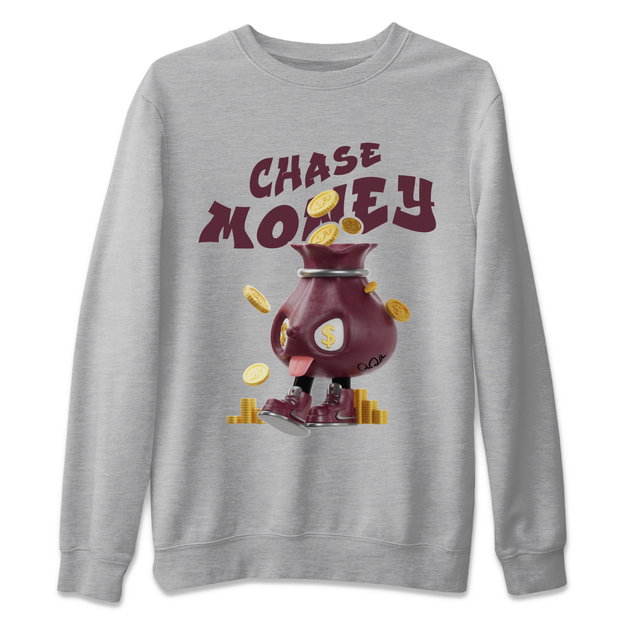 Air Jordan 5 Burgundy shirt to match jordans Chase Money Streetwear Sneaker Shirt AJ5 Burgundy Drip Gear Zone Sneaker Matching Clothing Unisex Heather Grey 2 T-Shirt