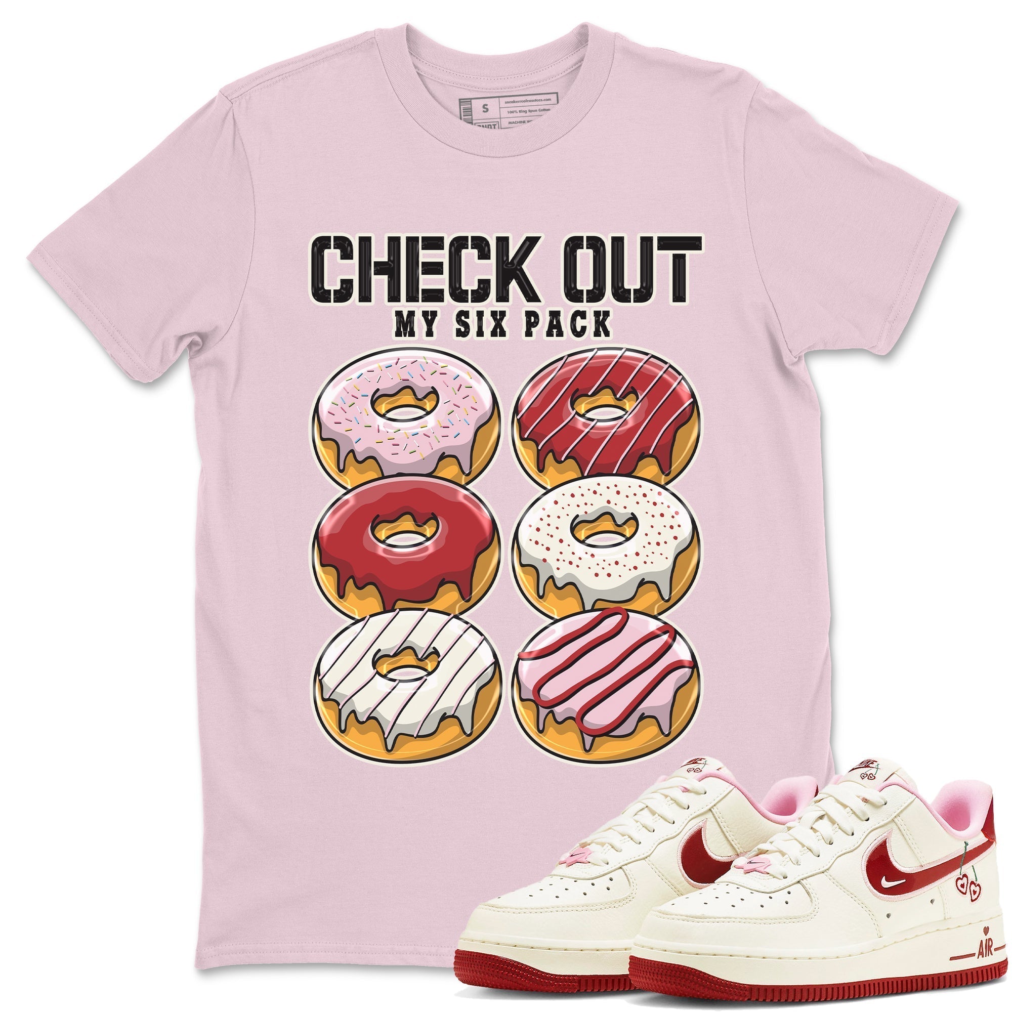 Air Force 1 Valentines Day Sneaker Match Tees Check Out My Six Pack Sneaker Tees Air Force 1 Valentines Day Jordan to match sneaker T-Shirt Crew Neck Shirts