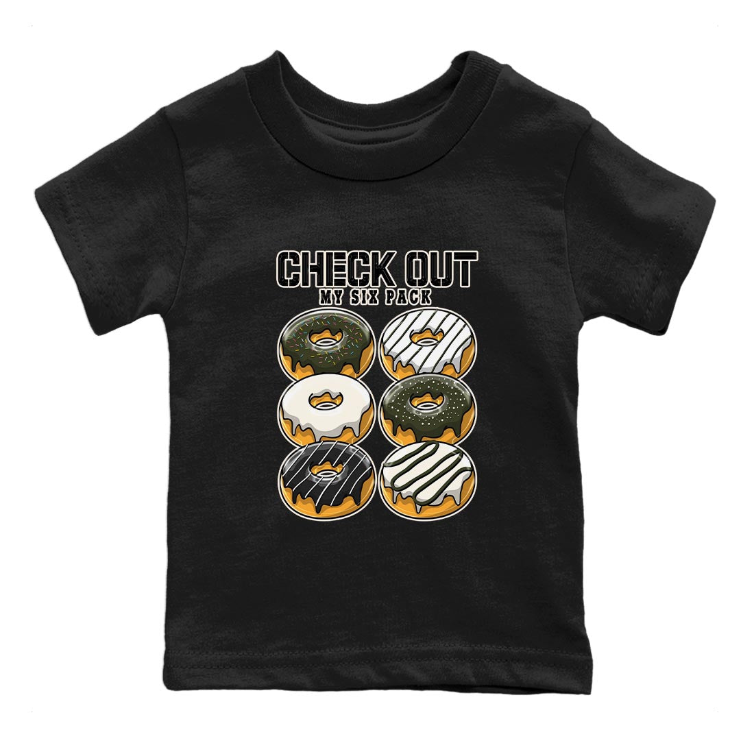 Air Jordan 1 Travis Scott Olive Sneaker Match Tees Check Out My Six Pack Streetwear Sneaker Shirt AJ1 Travis Scott Olive Sneaker Release Tees Kids Shirts Black 2