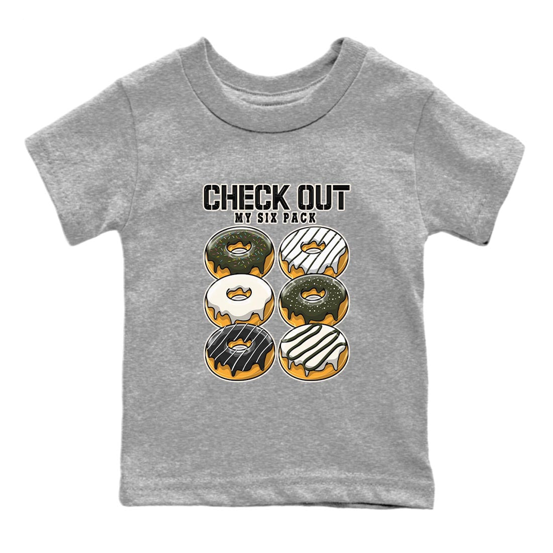Air Jordan 1 Travis Scott Olive Sneaker Match Tees Check Out My Six Pack Streetwear Sneaker Shirt AJ1 Travis Scott Olive Sneaker Release Tees Kids Shirts Heather Grey 2