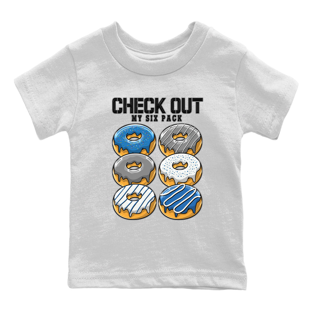 Jordan 1 True Blue Sneaker Matching T-Shirt Check Out My Six Pack Sneaker Tees Jordan 1 True Blue Sneaker Release Tees Kids Shirts
