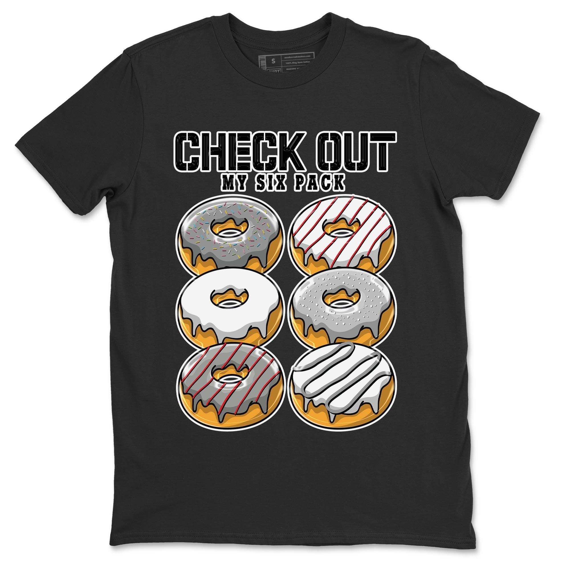 AJ13 Wolf Grey Sneaker Match Tees Check Out My Six Pack Streetwear Sneaker Shirt Air Jordan 13 Wolf Grey Drip Gear Zone Sneaker Matching Clothing Unisex Shirts Black 2