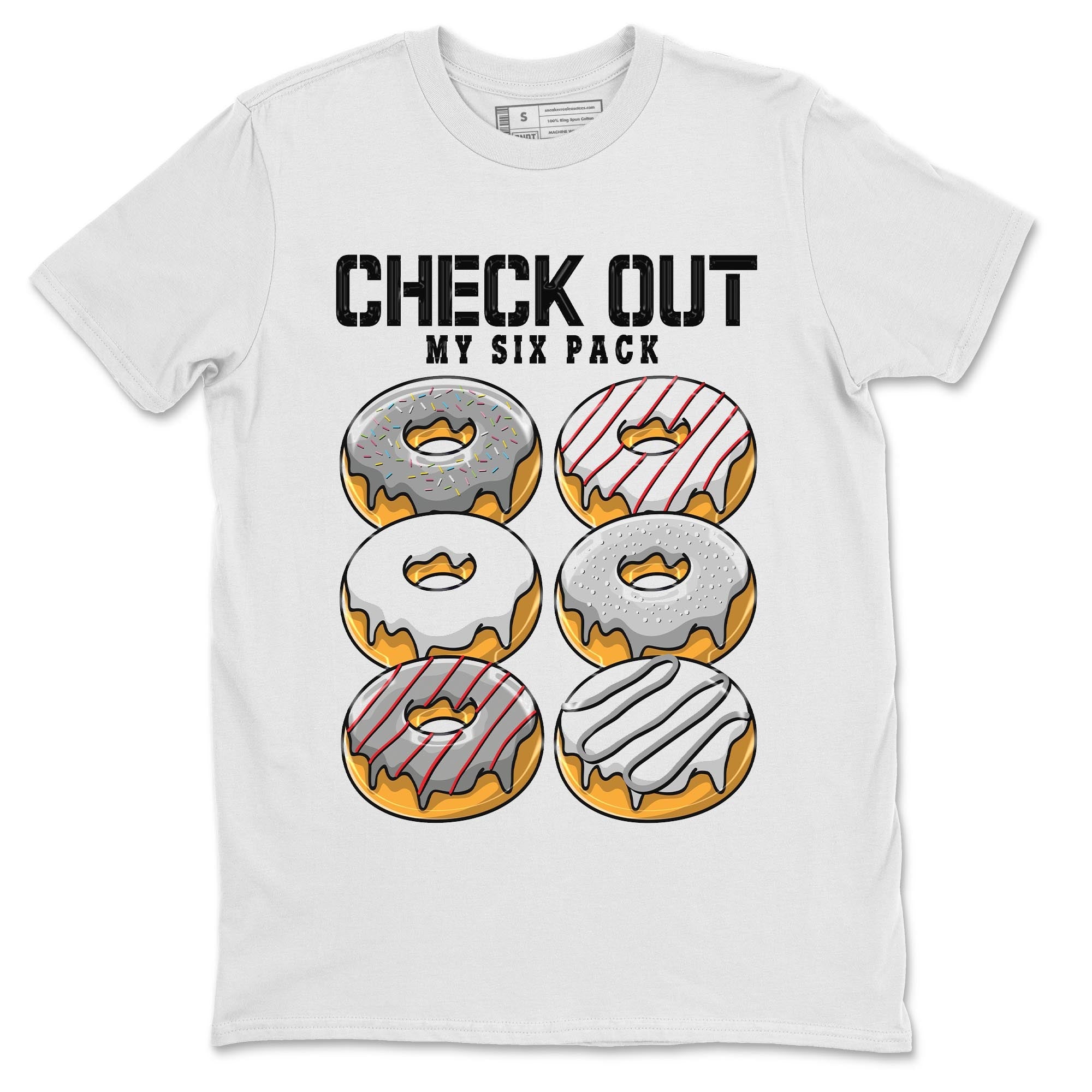 AJ13 Wolf Grey Sneaker Match Tees Check Out My Six Pack Streetwear Sneaker Shirt Air Jordan 13 Wolf Grey Drip Gear Zone Sneaker Matching Clothing Unisex Shirts White 2