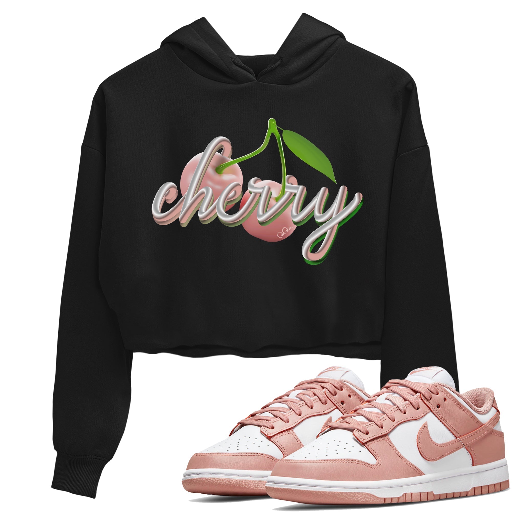 Dunk Rose Whisper shirt to match jordans Cherry Streetwear Sneaker Shirt Nike Dunk LowRose Whisper Drip Gear Zone Sneaker Matching Clothing Black 1 Crop T-Shirt