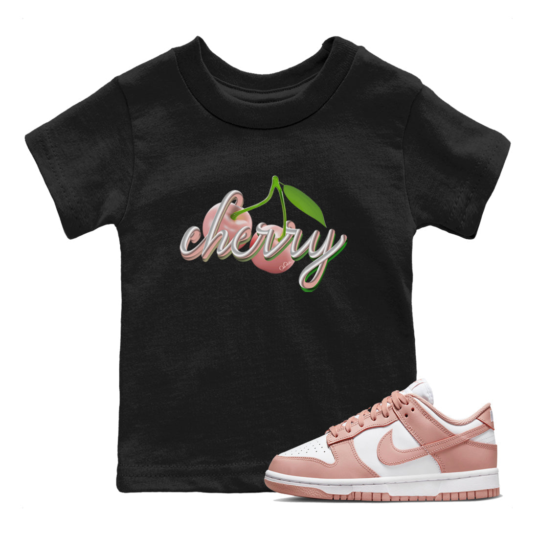 Dunk Rose Whisper shirt to match jordans Cherry Streetwear Sneaker Shirt Nike Dunk LowRose Whisper Drip Gear Zone Sneaker Matching Clothing Baby Toddler Black 1 T-Shirt
