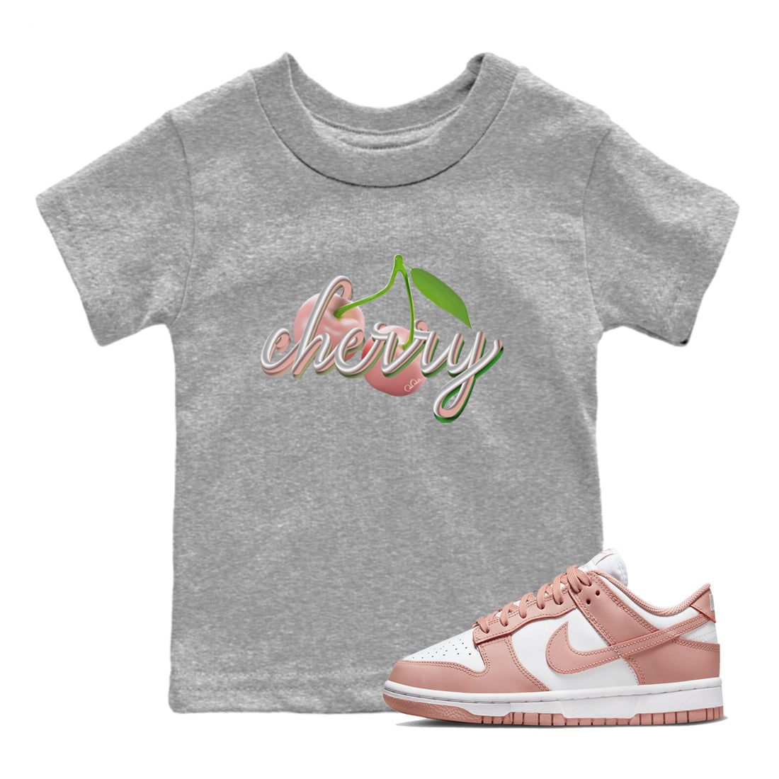 Dunk Rose Whisper shirt to match jordans Cherry Streetwear Sneaker Shirt Nike Dunk LowRose Whisper Drip Gear Zone Sneaker Matching Clothing Baby Toddler Heather Grey 1 T-Shirt