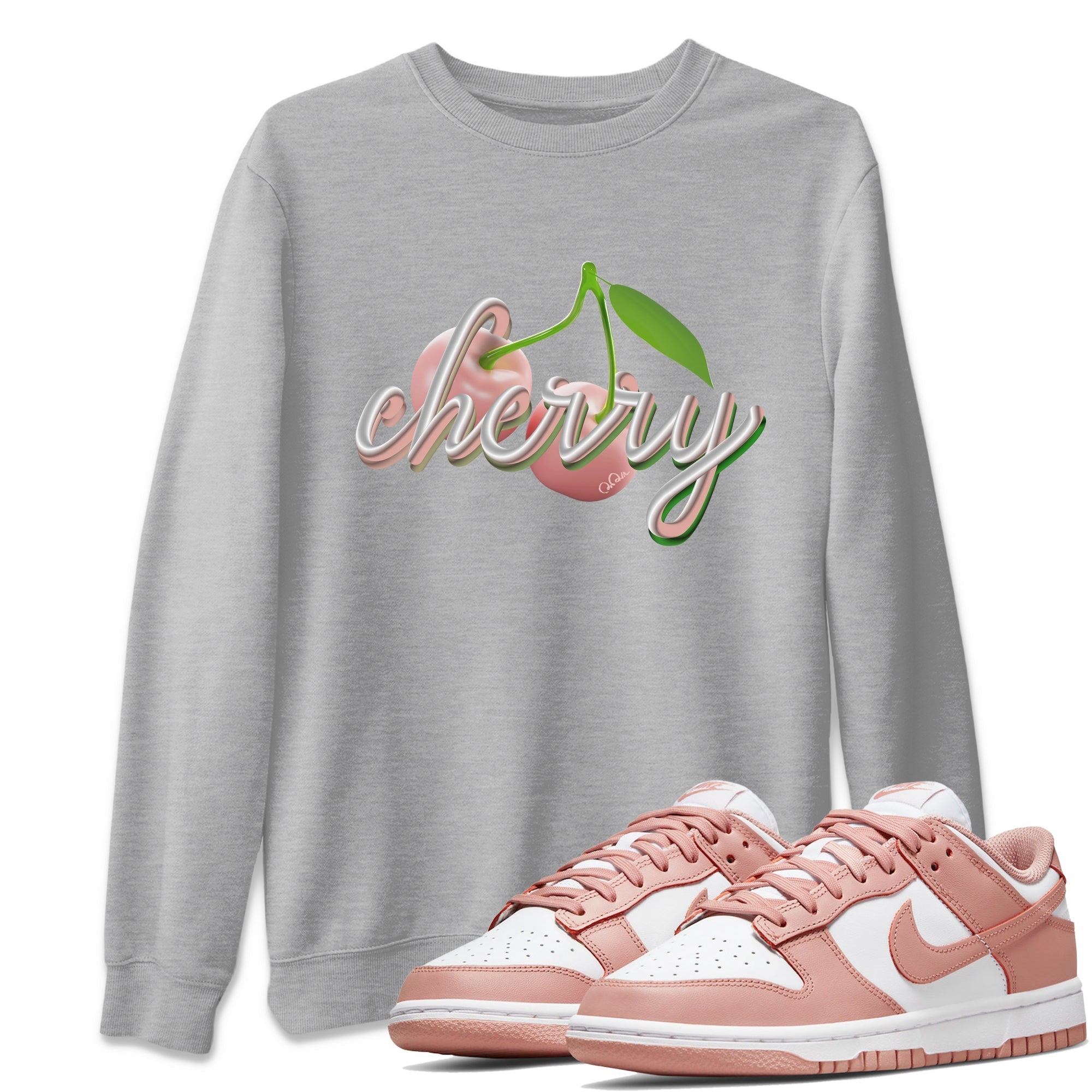 Dunk Rose Whisper shirt to match jordans Cherry Streetwear Sneaker Shirt Nike Dunk LowRose Whisper Drip Gear Zone Sneaker Matching Clothing Unisex Heather Grey 1 T-Shirt