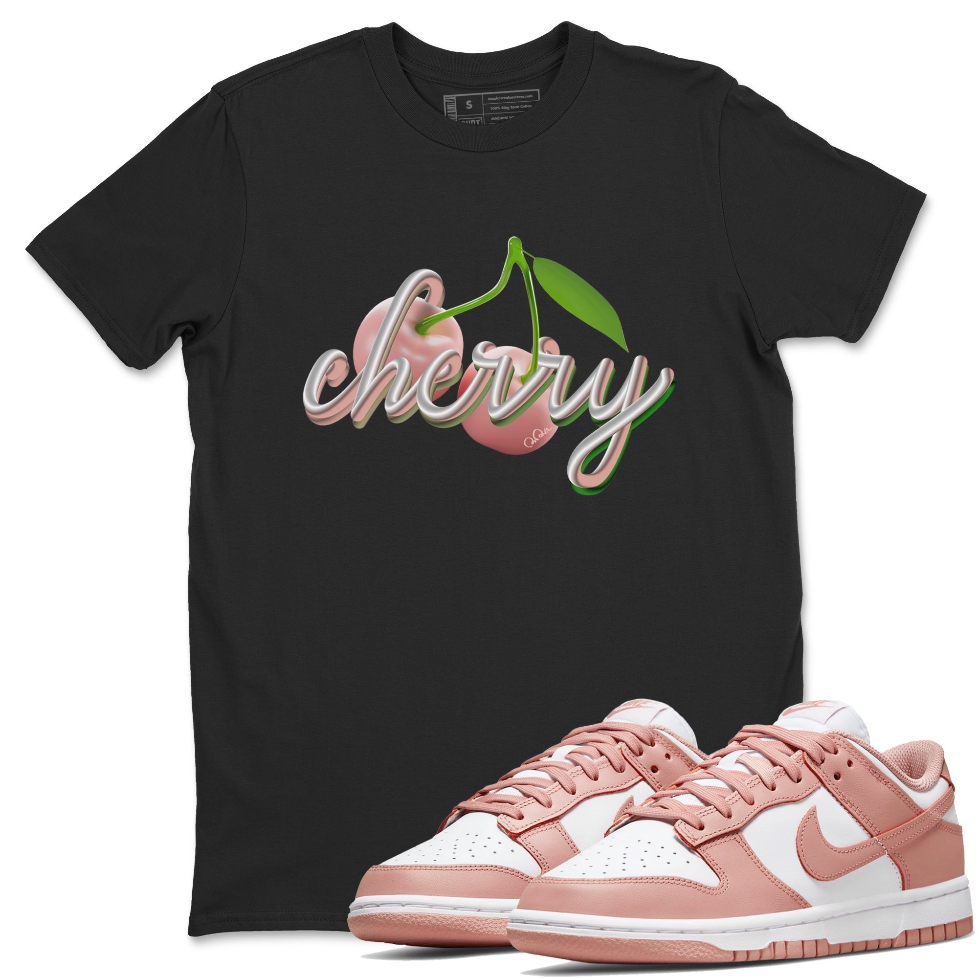 Dunk Rose Whisper shirt to match jordans Cherry Streetwear Sneaker Shirt Nike Dunk LowRose Whisper Drip Gear Zone Sneaker Matching Clothing Unisex Black 1 T-Shirt