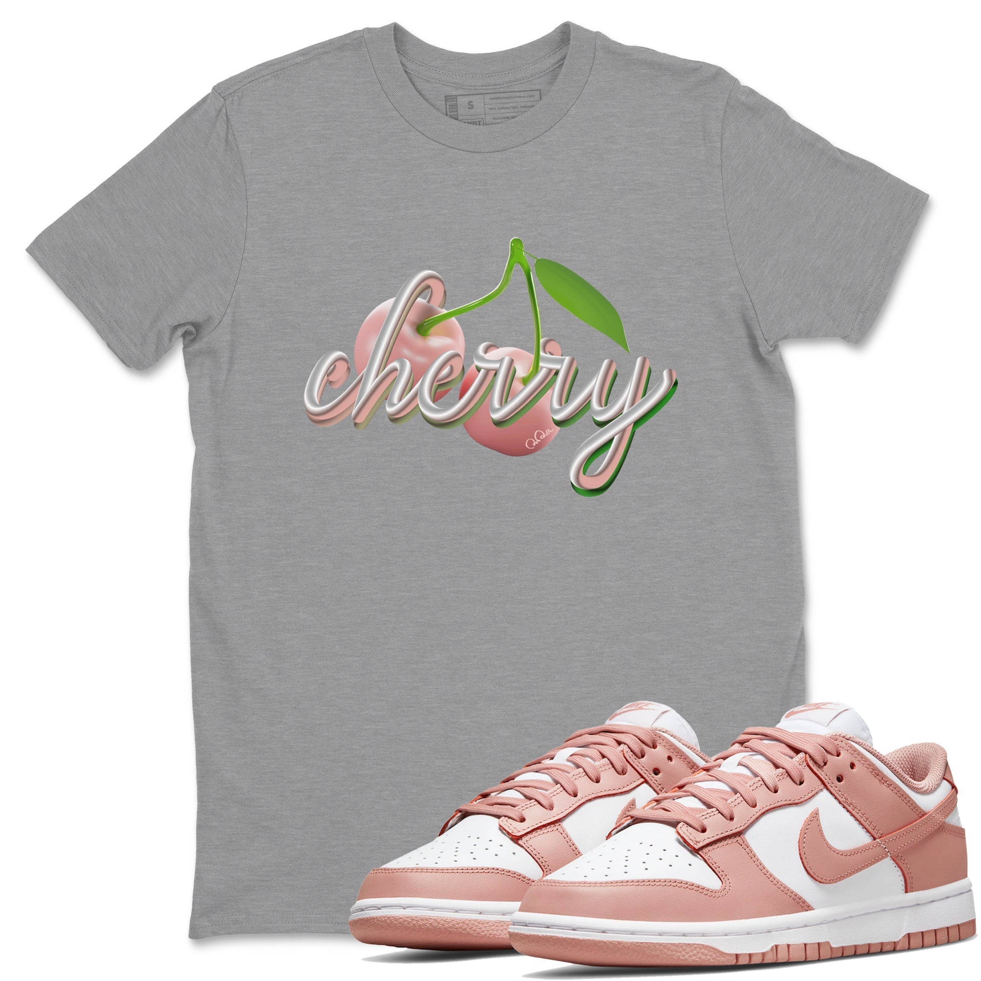 Dunk Rose Whisper shirt to match jordans Cherry Streetwear Sneaker Shirt Nike Dunk LowRose Whisper Drip Gear Zone Sneaker Matching Clothing Unisex Heather Grey 1 T-Shirt