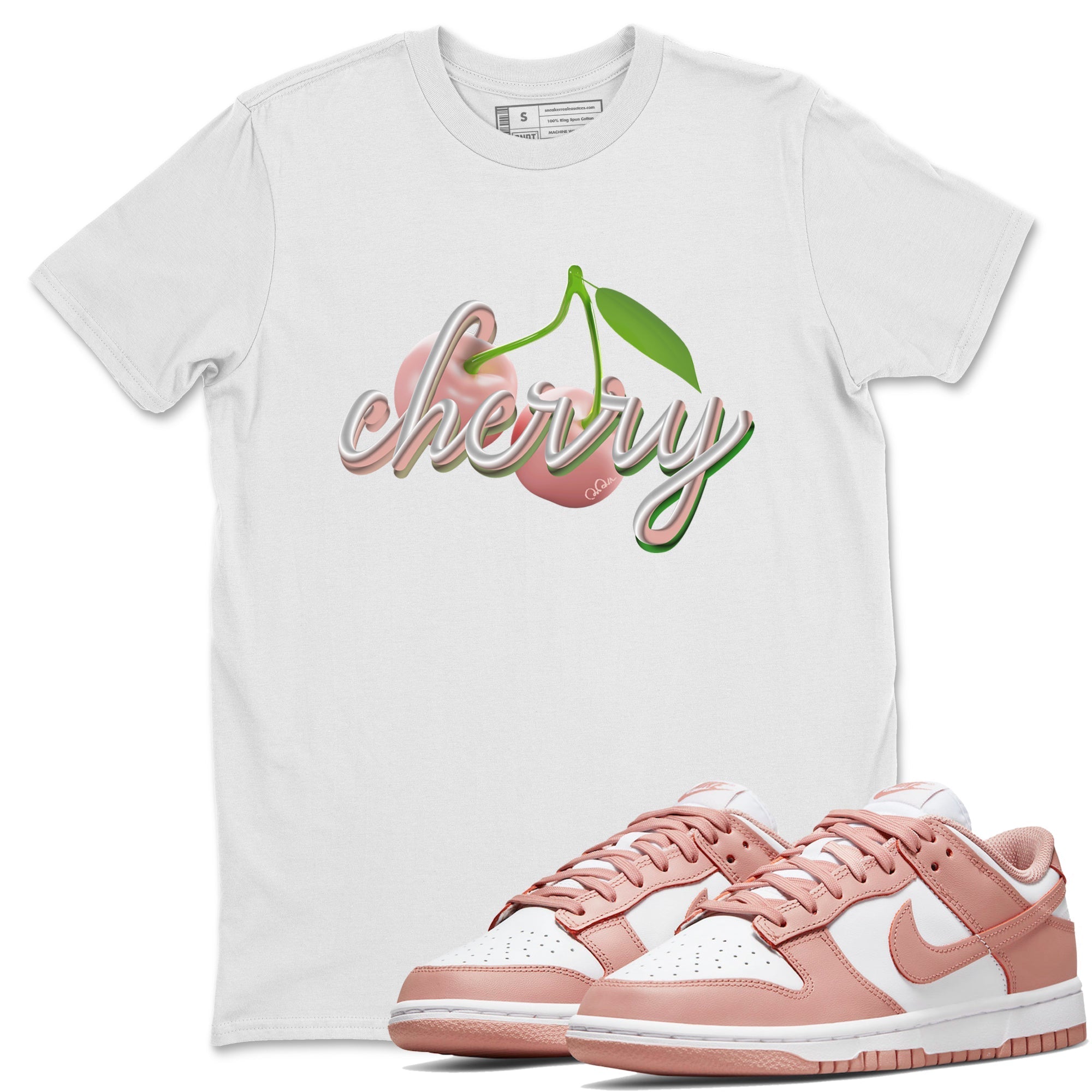 Dunk Rose Whisper shirt to match jordans Cherry Streetwear Sneaker Shirt Nike Dunk LowRose Whisper Drip Gear Zone Sneaker Matching Clothing Unisex White 1 T-Shirt