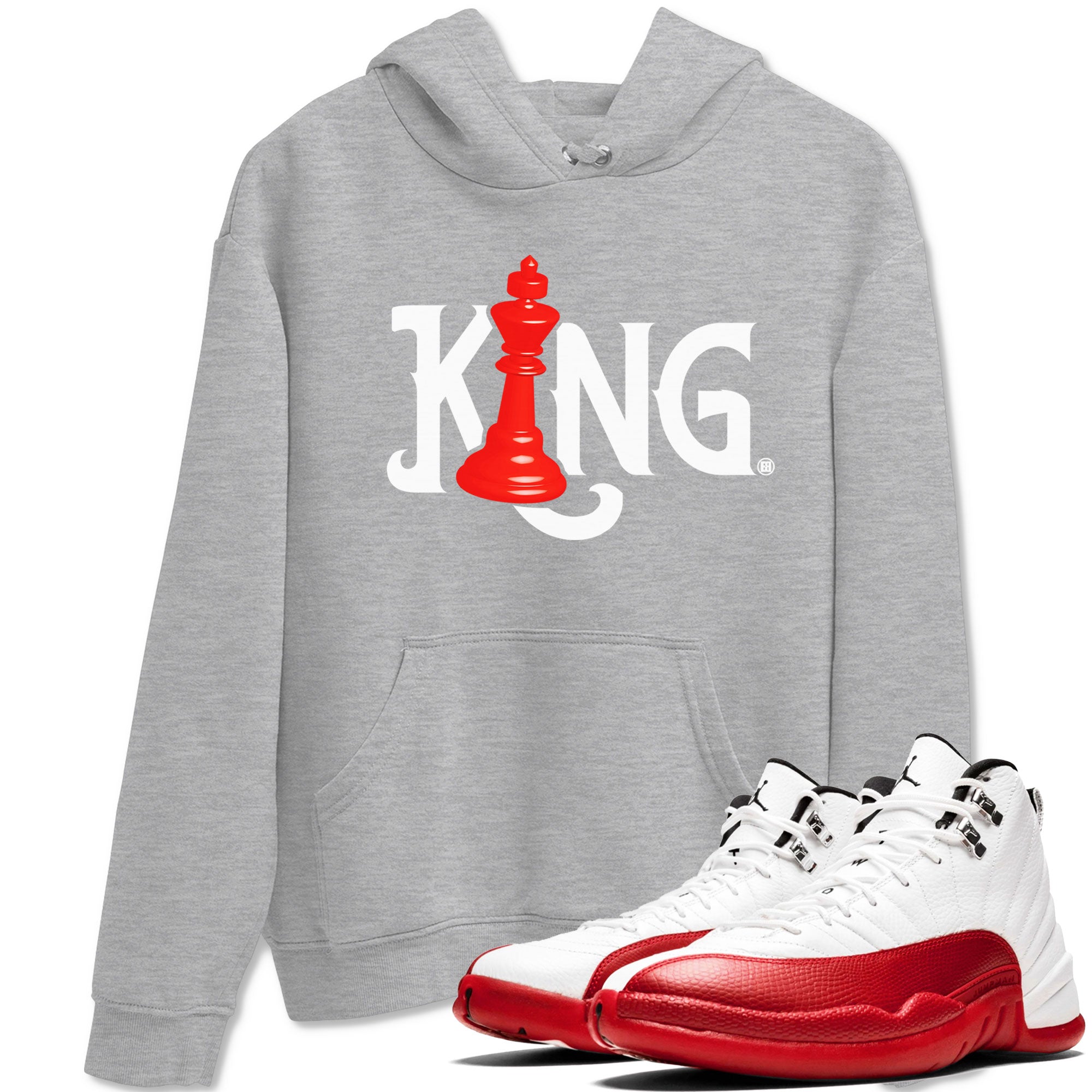 12s Cherry shirt to match jordans Chess King sneaker tees AJ12 Retro Cherry Drip Gear Zone unisex cotton Heather Grey 1 crew neck shirt