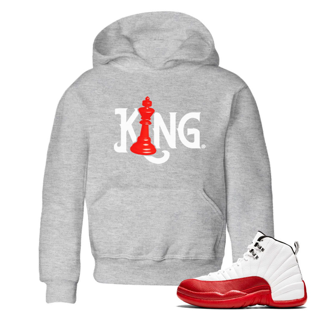 12s Cherry shirt to match jordans Chess King sneaker tees AJ12 Retro Cherry Drip Gear Zone baby toddler Heather Grey 1 cotton Shirt