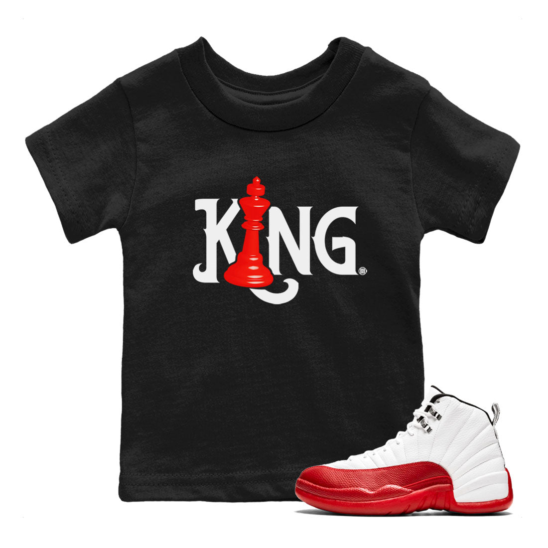 12s Cherry shirt to match jordans Chess King sneaker tees AJ12 Retro Cherry Drip Gear Zone baby toddler Black 1 cotton Shirt